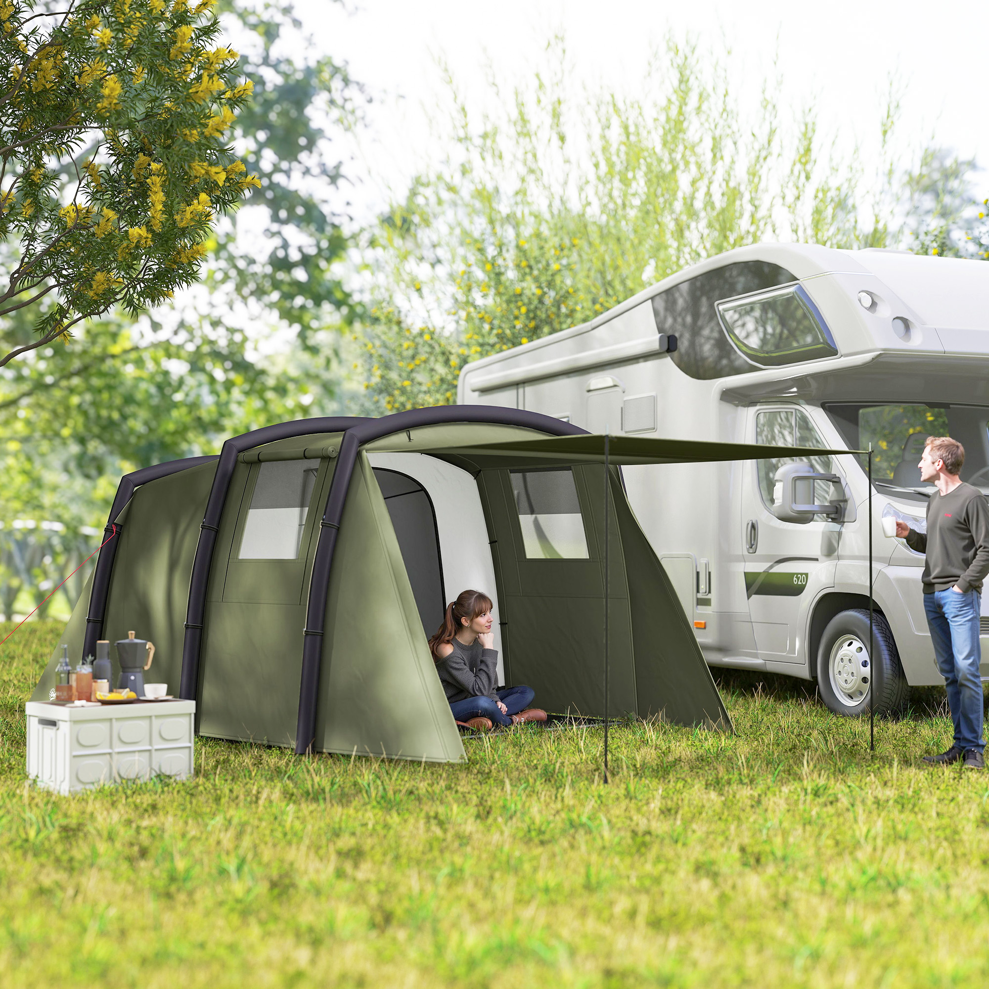 Tente tunnel gonflable 3/4 personnes Outsunny – Image 9