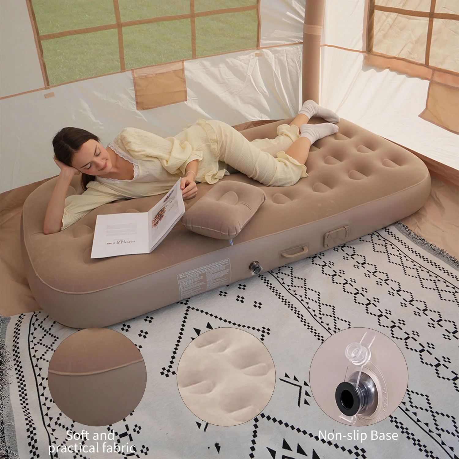 Matelas de camping auto-gonflant multi usage avec coussin fourni – Image 3