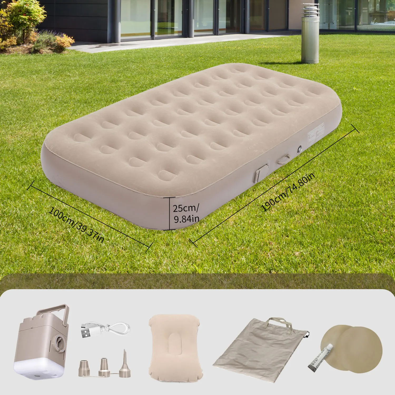Matelas de camping auto-gonflant multi usage avec coussin fourni – Image 7