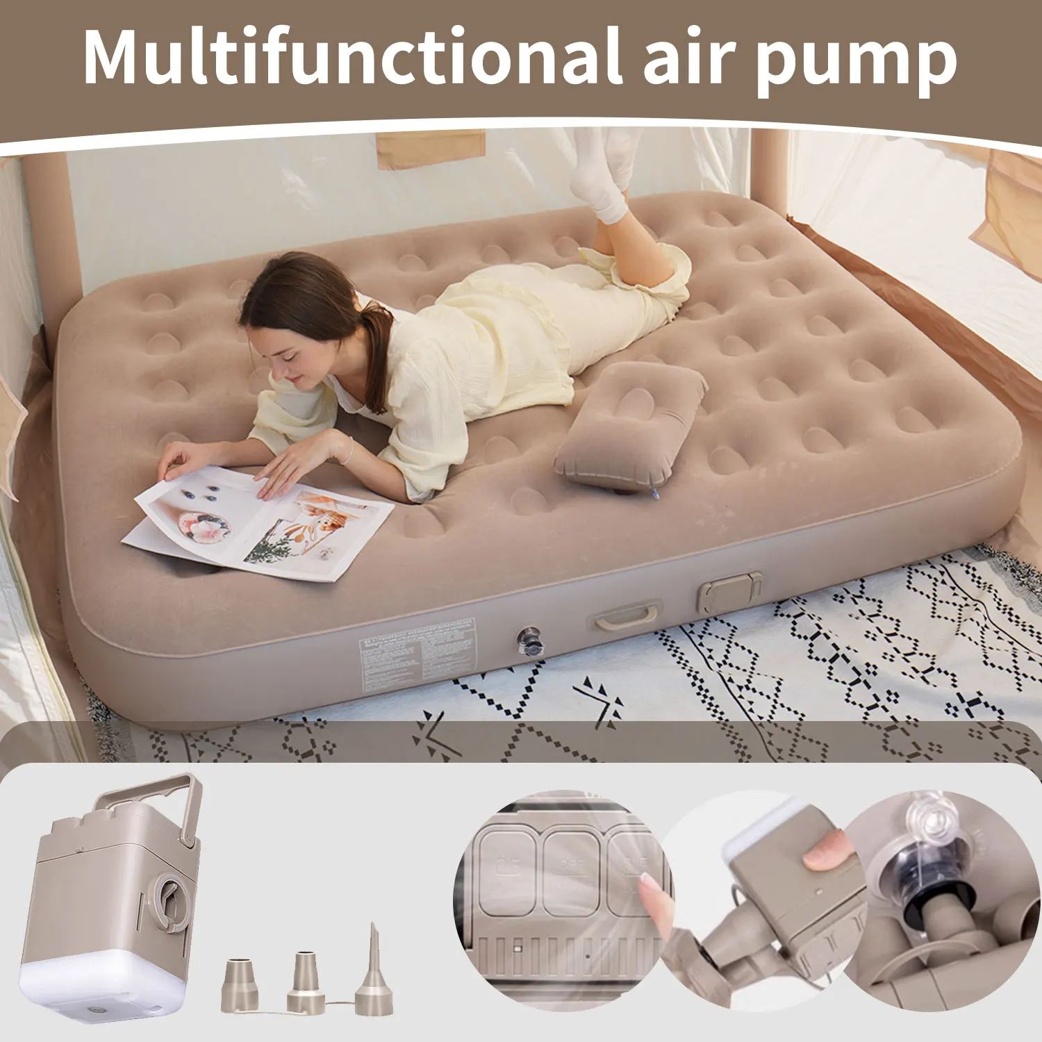 Matelas de camping auto-gonflant multi usage avec coussin fourni – Image 14