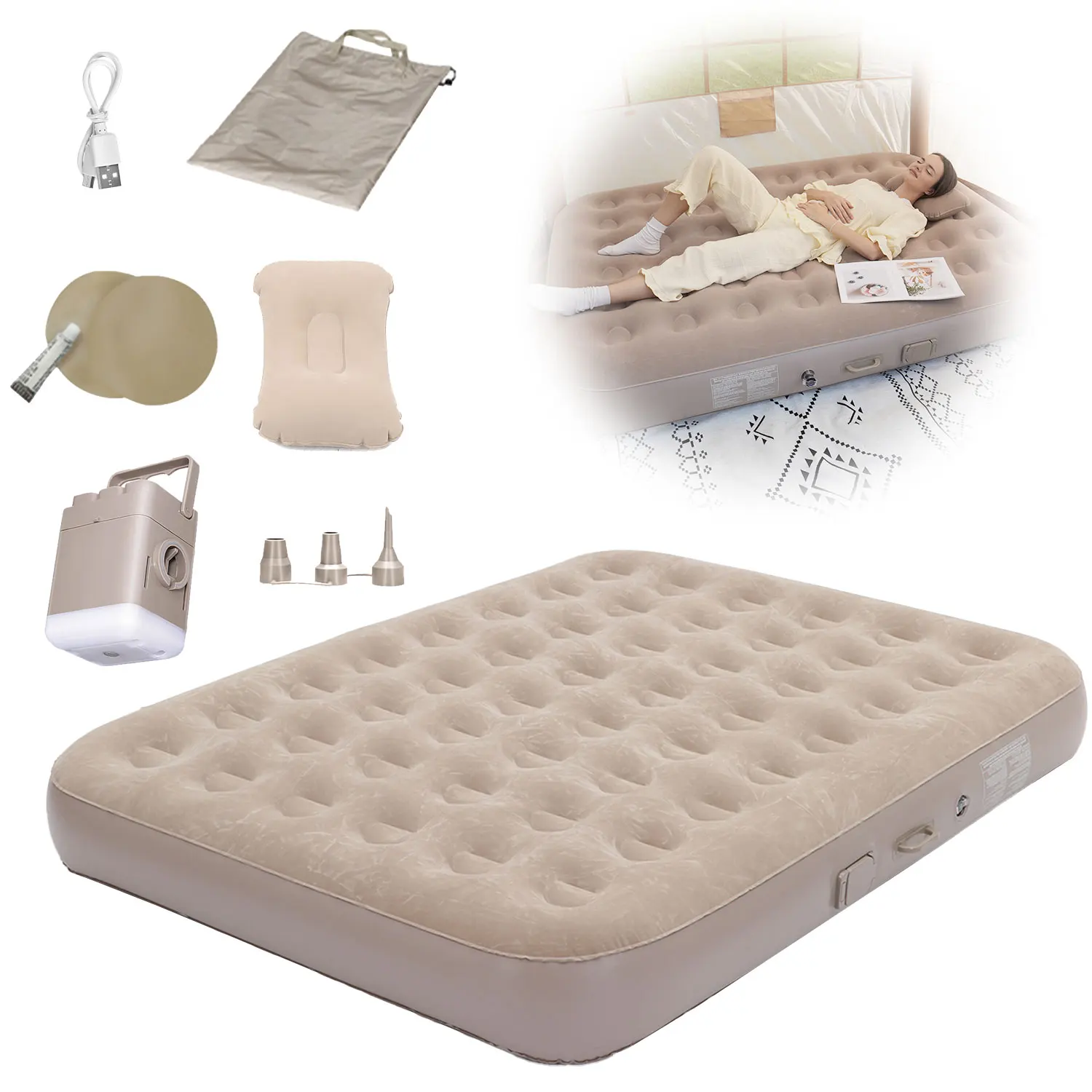 Matelas de camping auto-gonflant multi usage avec coussin fourni – Image 8
