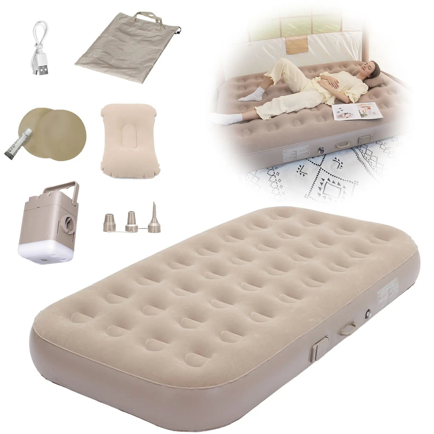 Matelas de camping auto-gonflant multi usage avec coussin fourni – Image 9