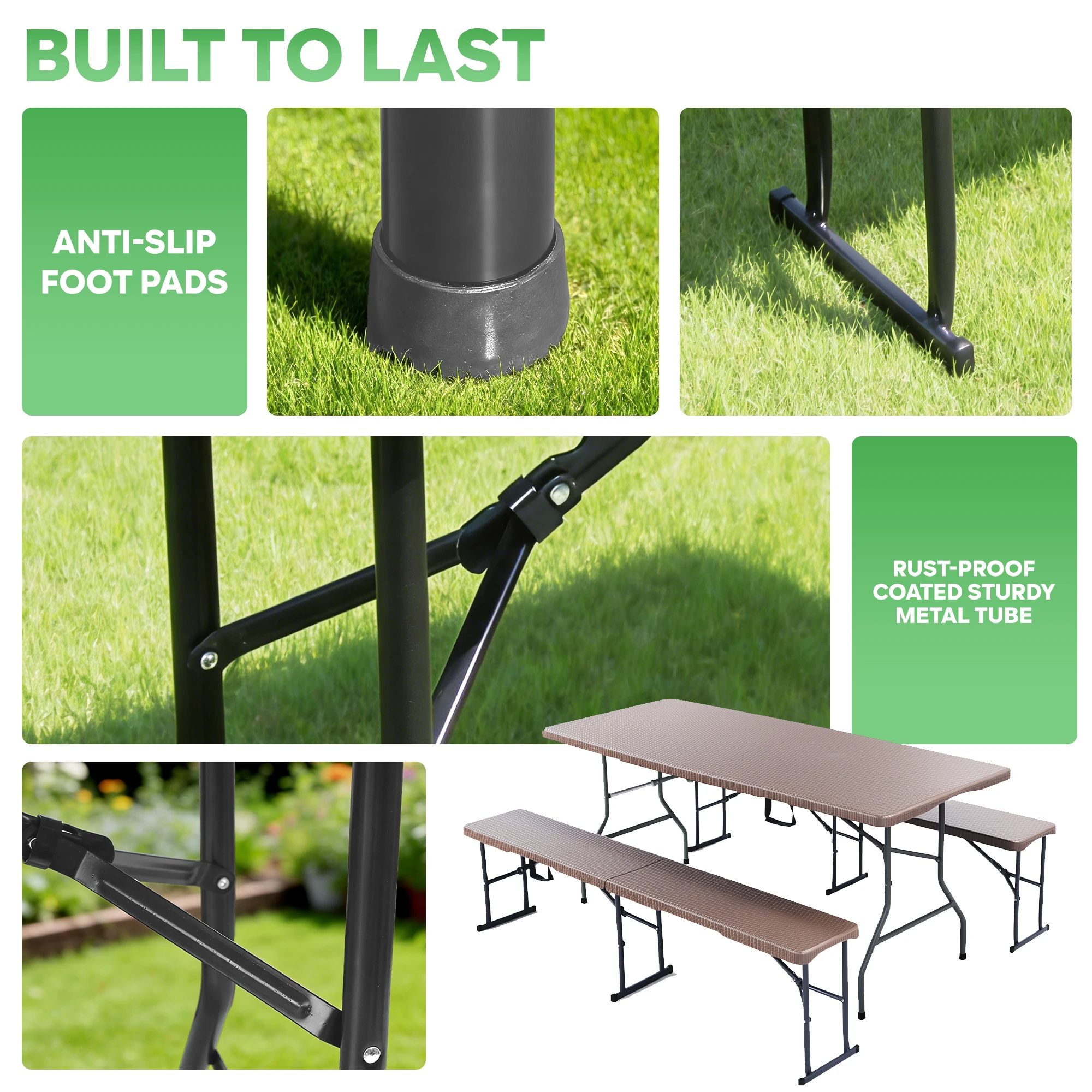 Set Table Pliante 180cm + 2 Bancs – Image 5