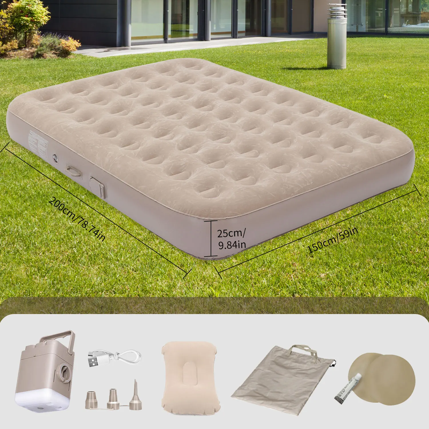 Matelas de camping auto-gonflant multi usage avec coussin fourni – Image 2