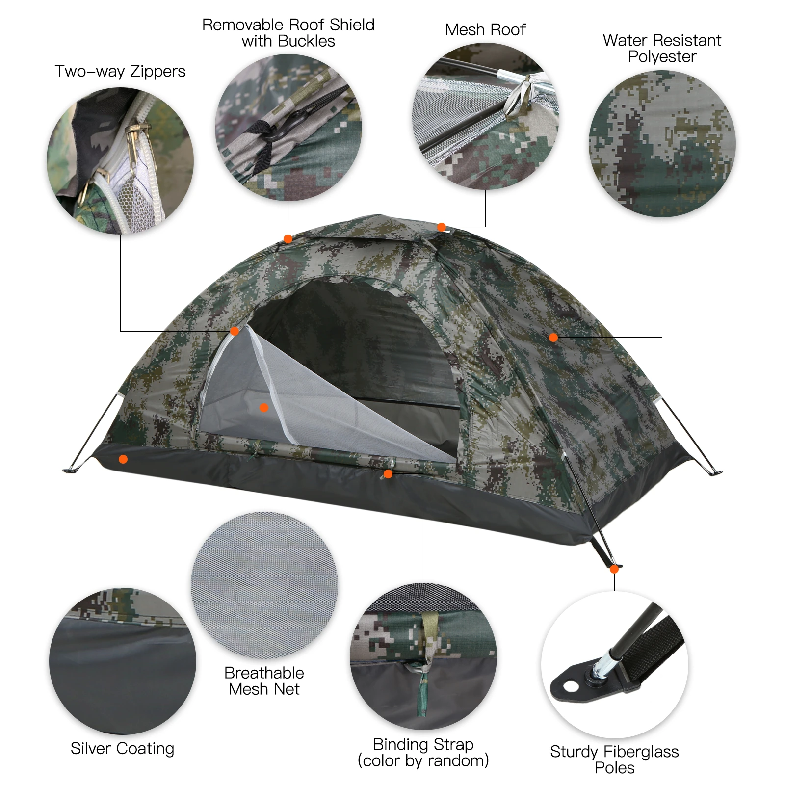 tente Camping version1 ou 1/2 places ultralégère Tomshoo – – Image 3