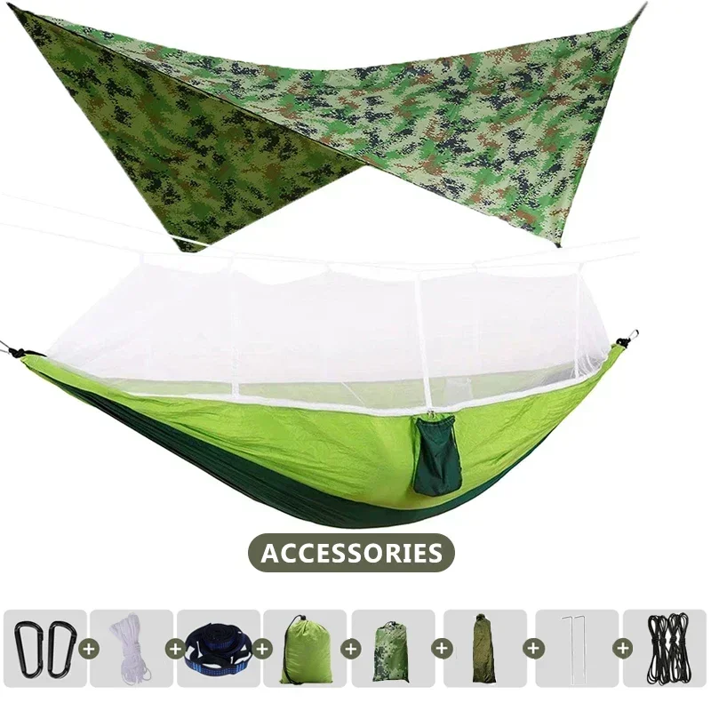 Hamac double 260x140cm, léger , moustiquaire et bache protection – Image 11