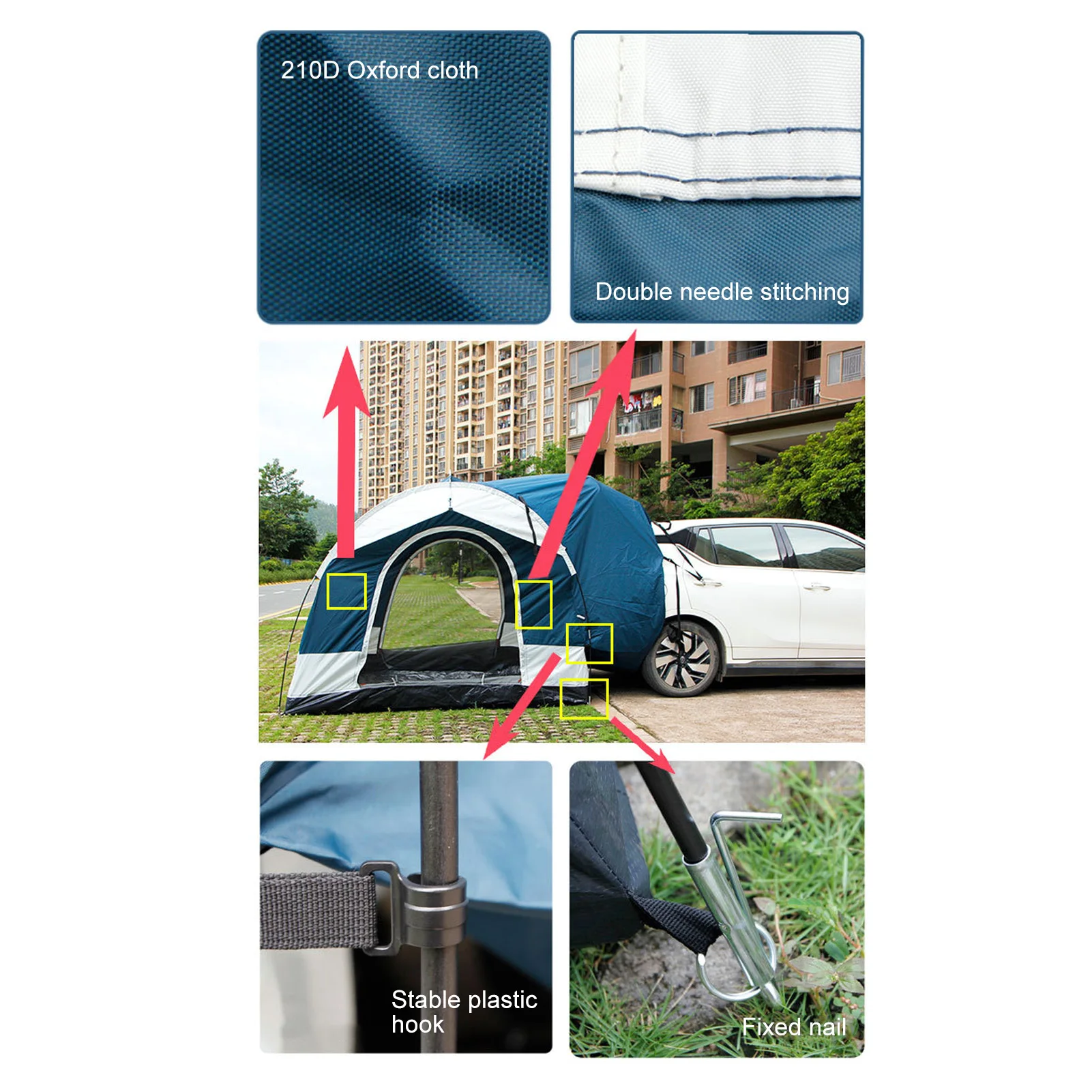 tente de coffre 210D Oxford Car Tail Camping 3/4personnes – Image 12