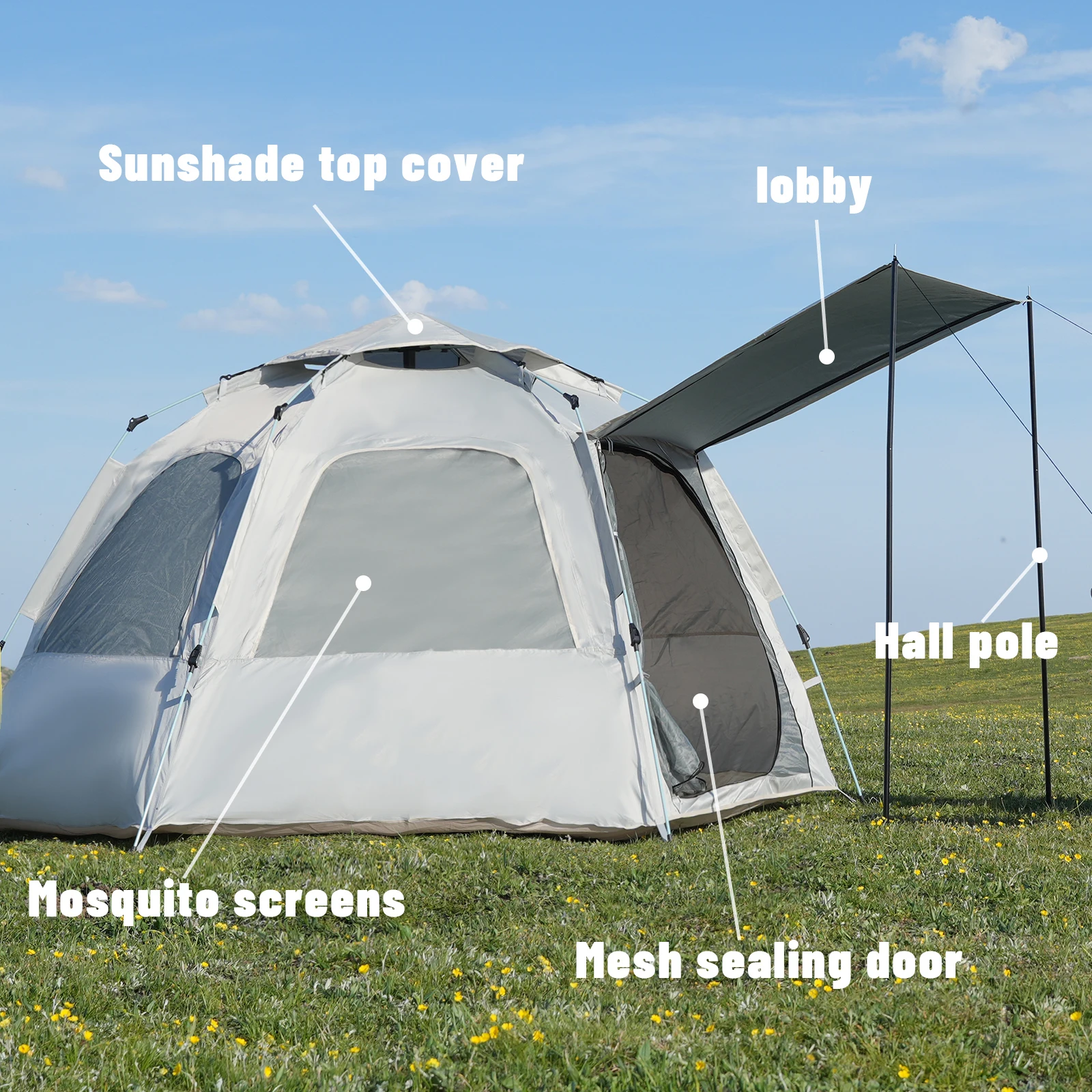 Tente Camping 1/2 et 3/4 personnes, tente Pop-Up montage facile – Image 2