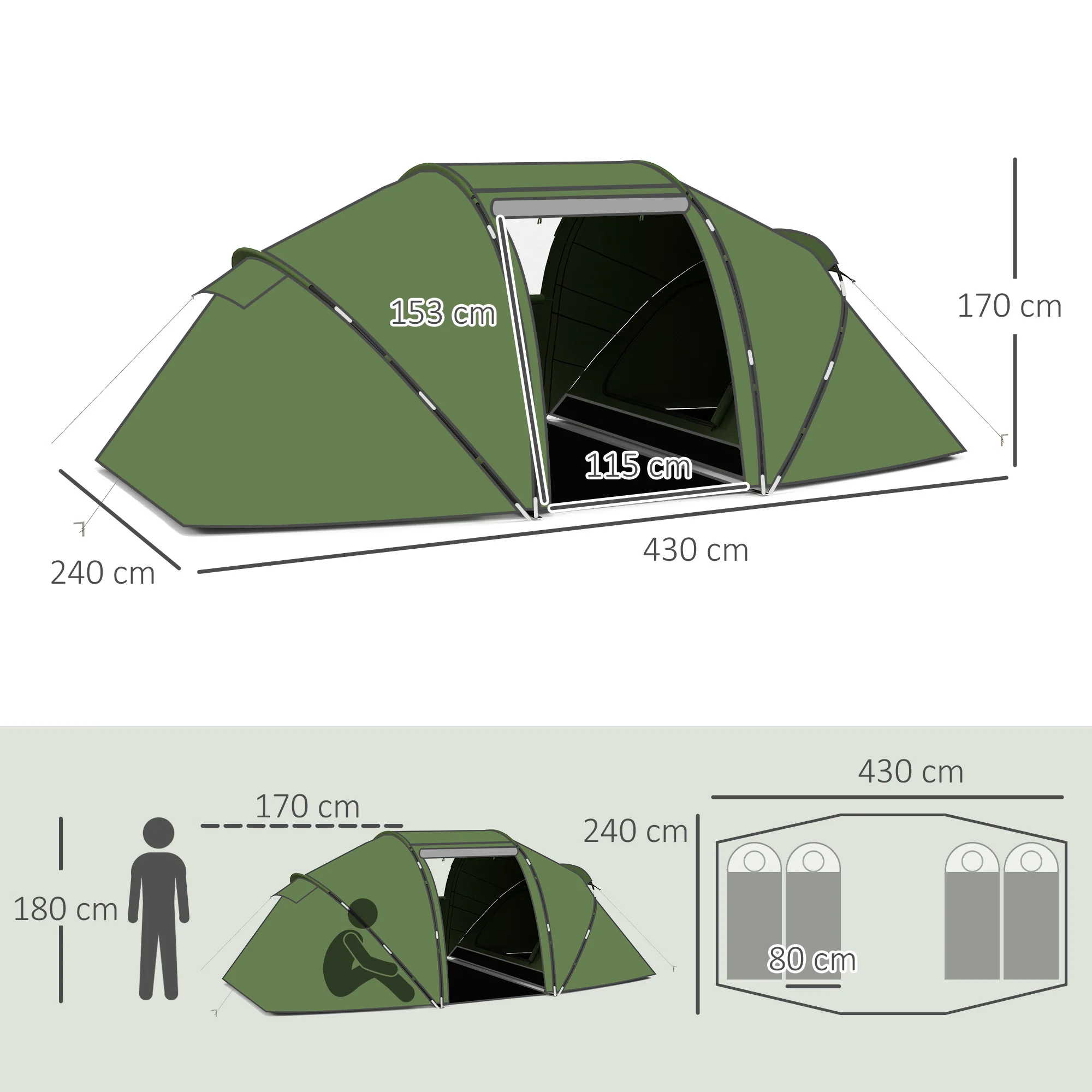 tente camping 4/6 personne pop up Outsunny – Image 2