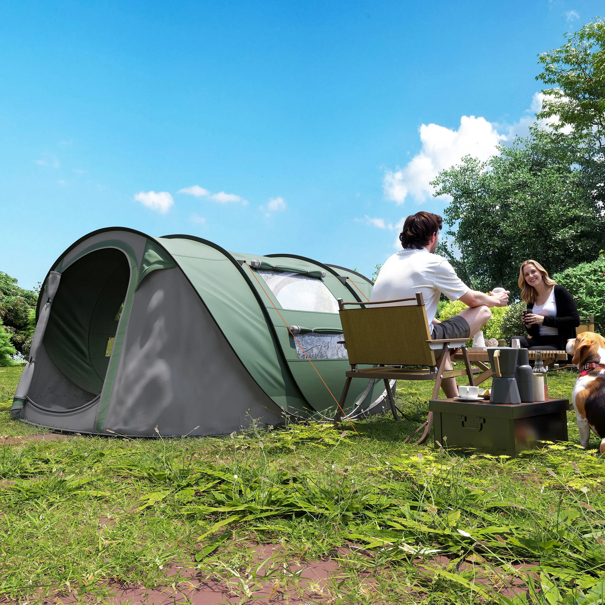Tente camping 3/4 personnes,1 chambre, pop-up 5 s Outsunny, – Image 2