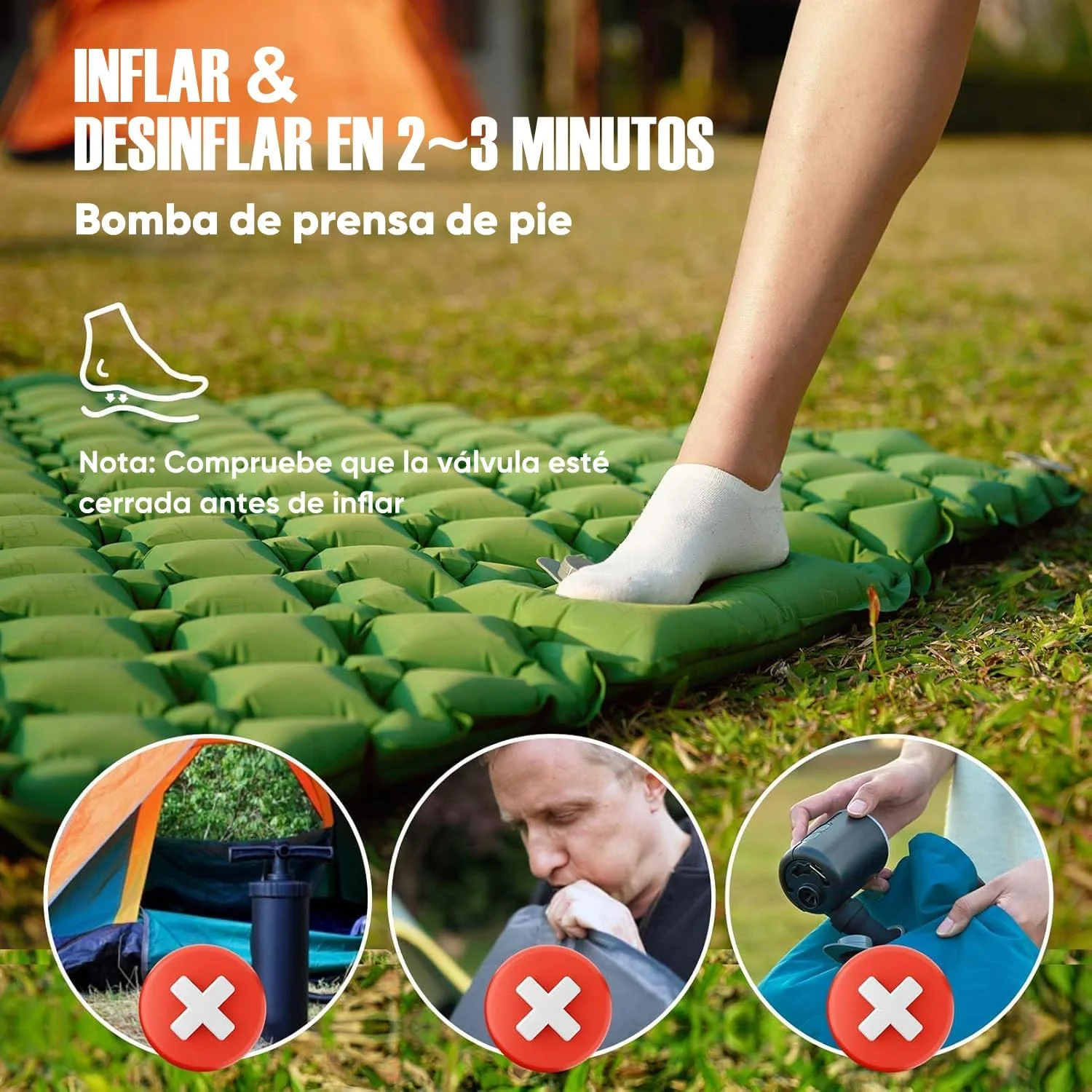 Matelas autogonflant ultraléger double extra large camping – Image 2