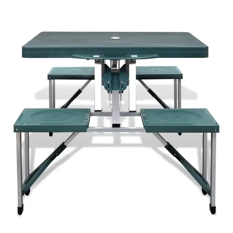 Camping Folding Table Set with 4 Stools Aluminum Folding Camping Table Portable Outdoor Picnic Desk – Image 7