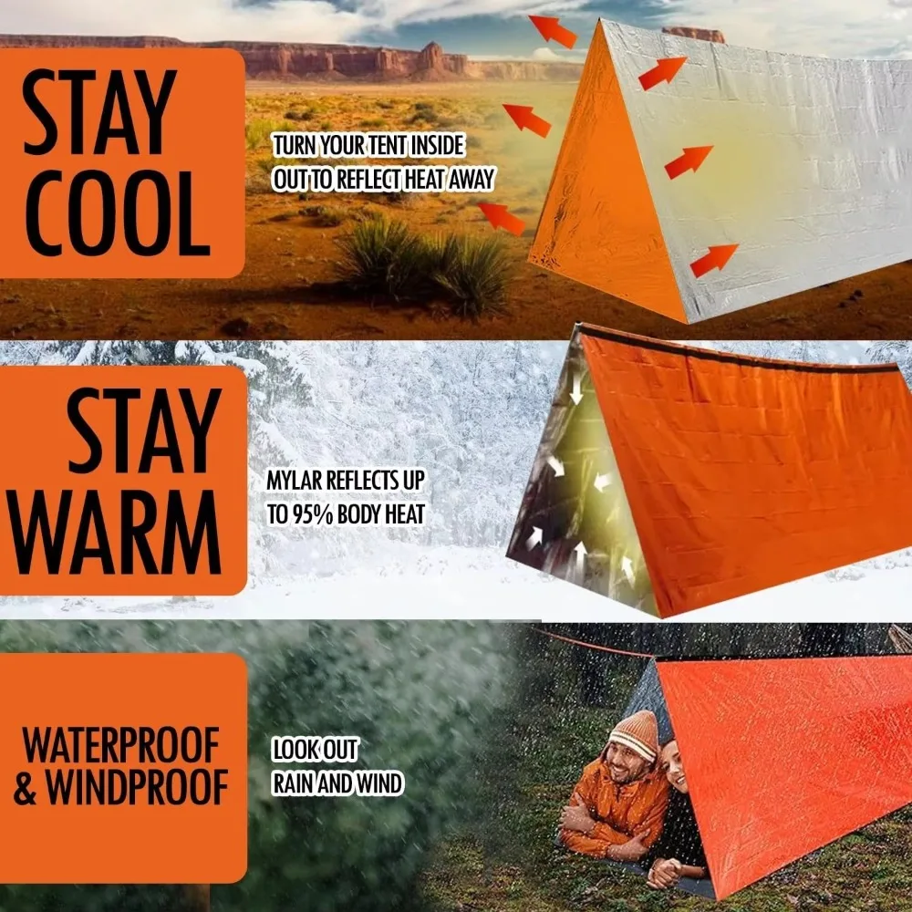 Tente de survie 1/2 personnes, sac de couchage, abri anti-séisme, couverture thermique imperméable – Image 3