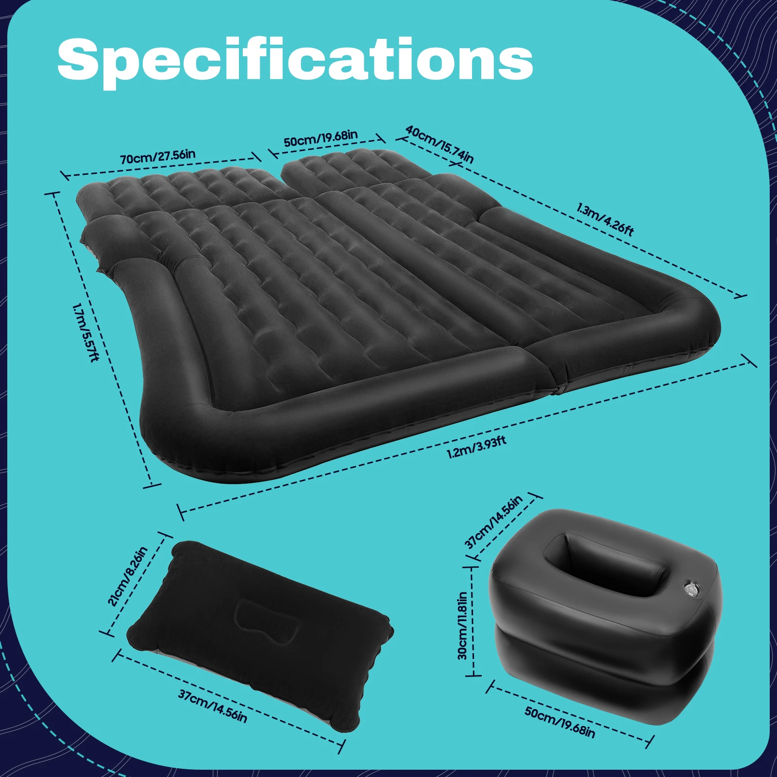 Matelas gonflable voiture (pompe et oreiller integrés) Siège arrière – Image 8