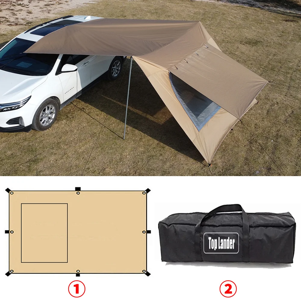 Car Tarp with Mesh Skylight Tent Camping SUV Car Awning Shelter Portable Canopy Waterproof Outdoor Shade Tourism Sun Shelter – Image 9