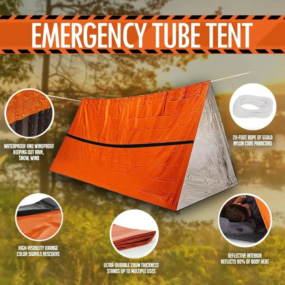 Tente de survie 1/2 personnes, sac de couchage, abri anti-séisme, couverture thermique imperméable – Image 4