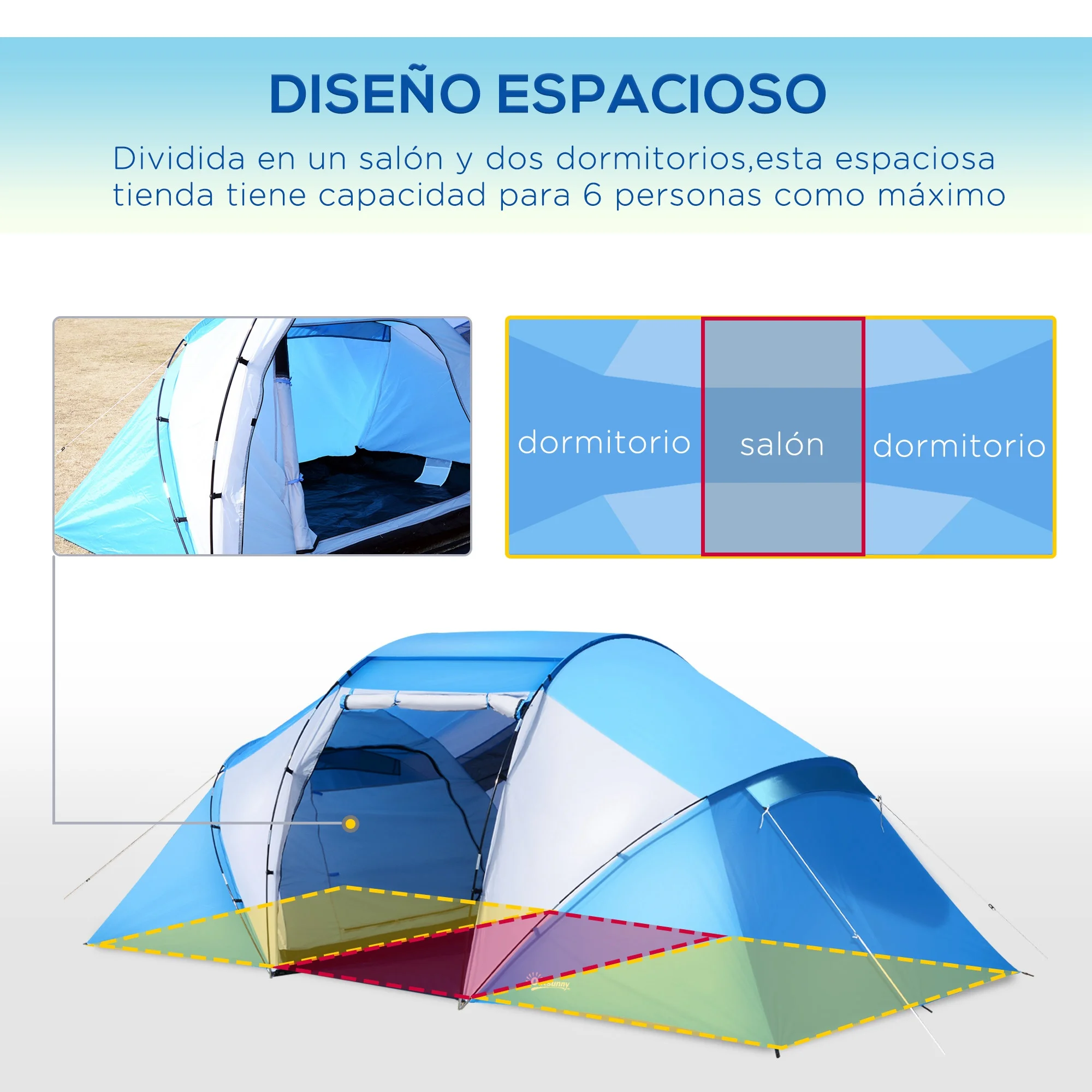 Tente Camping 4/6 personnes 2 chambres Outsunny – Image 10