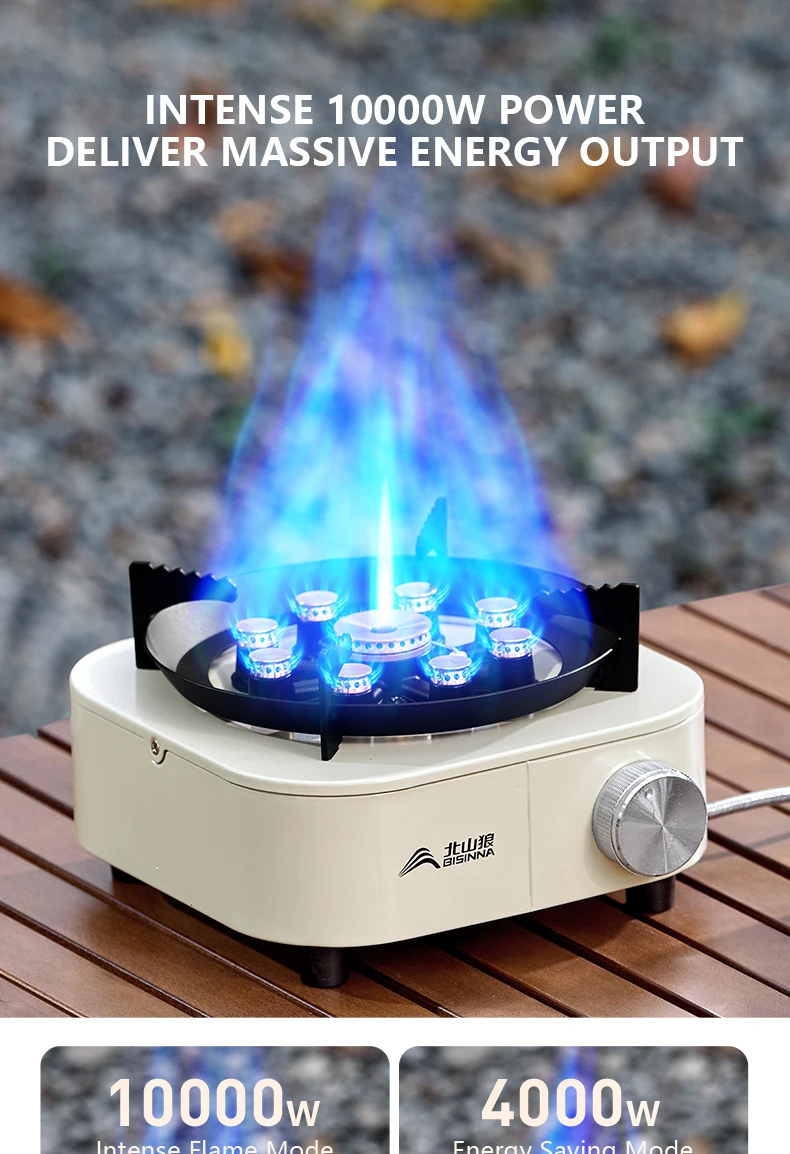 Cuisinière à gaz de Camping Portable 10000W haute puissance de feu brûleur de feu fort – Image 11