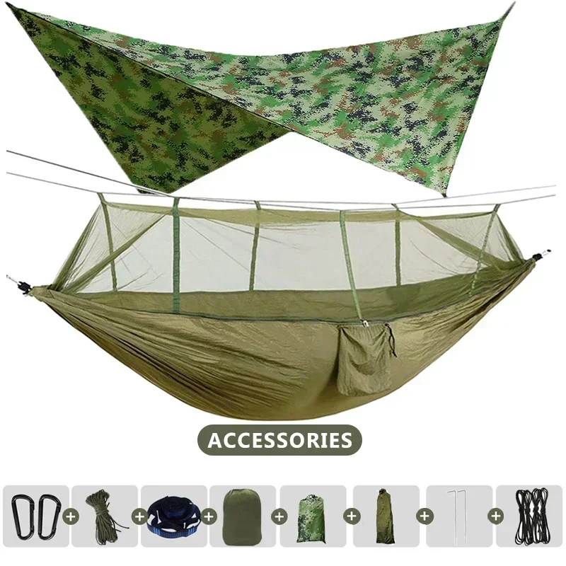 Hamac double 260x140cm, léger , moustiquaire et bache protection – Image 16