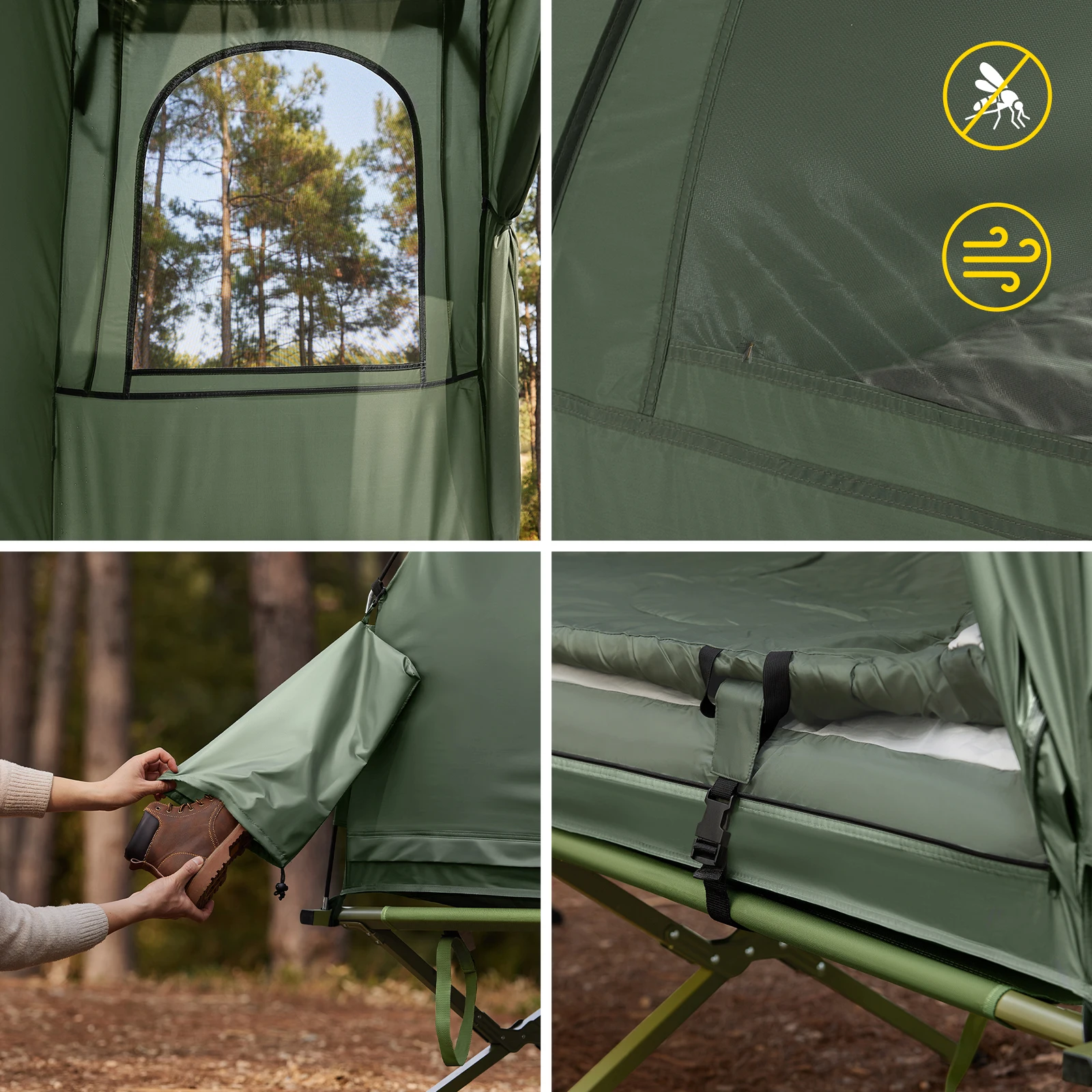 tente Camping, bivouac 1 personne (4 en 1 tentes Igloo) pompe à air électrique – Image 5