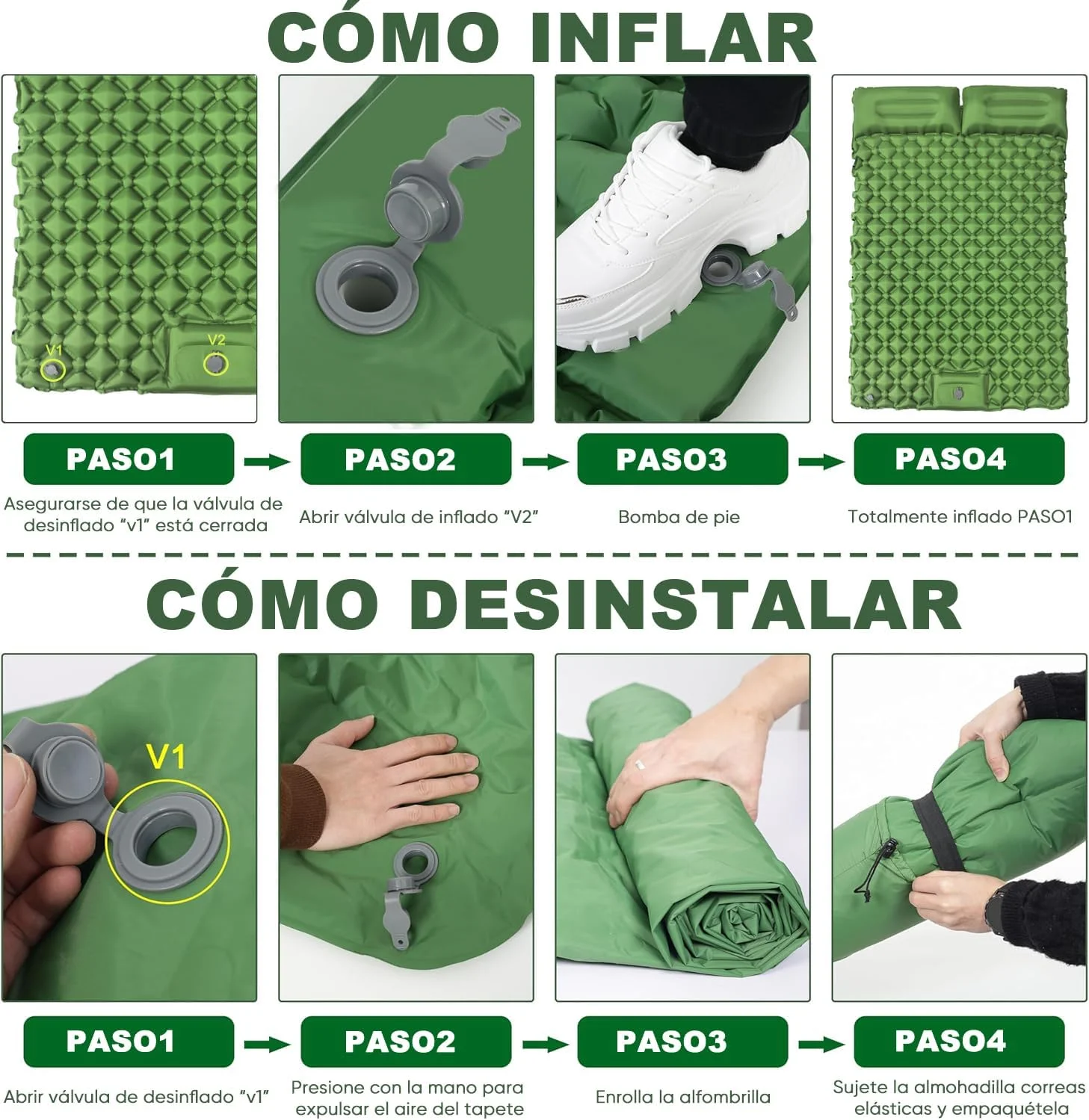 Matelas autogonflant ultraléger double extra large camping – Image 6