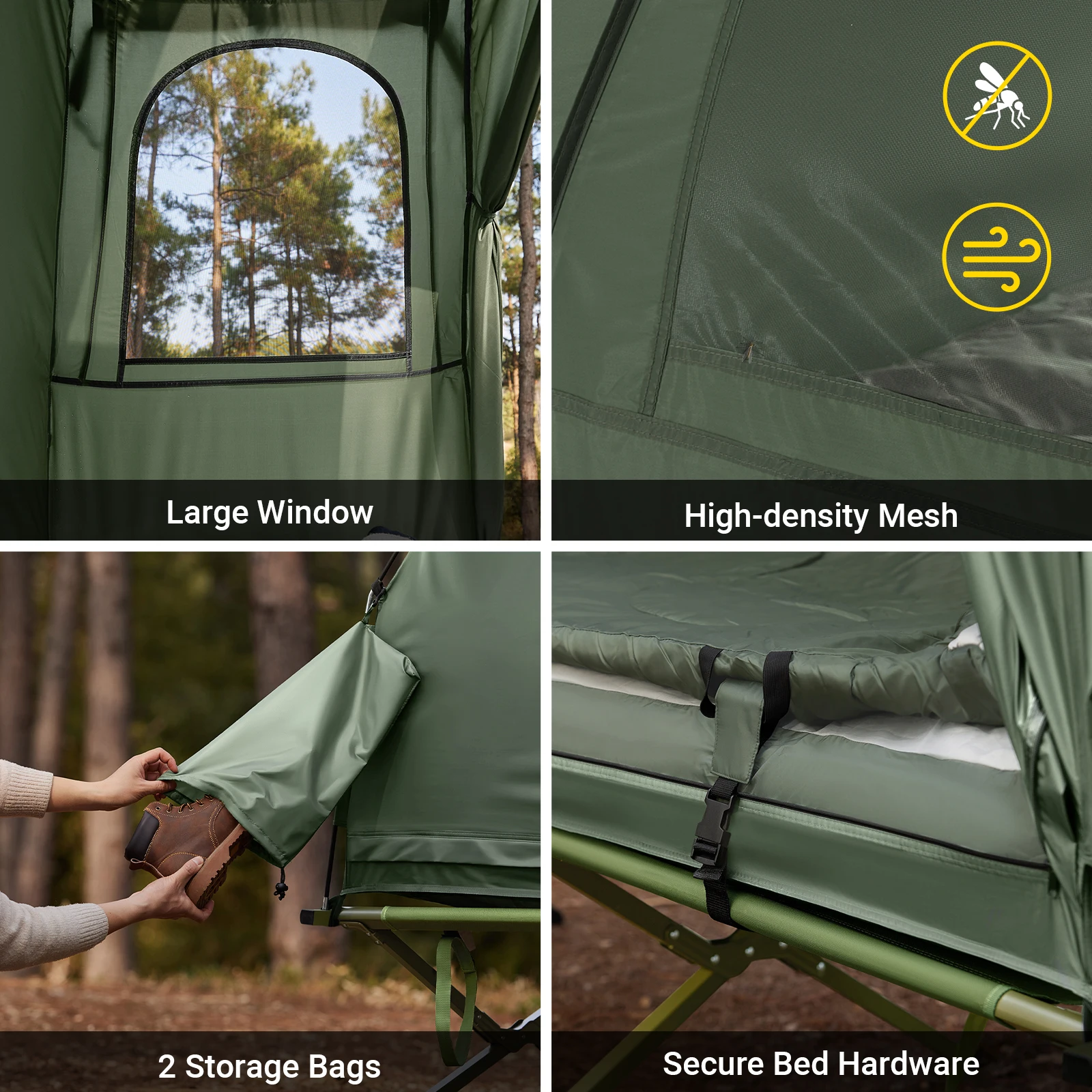 tente Camping, bivouac 1 personne (4 en 1 tentes Igloo) pompe à air électrique – Image 17