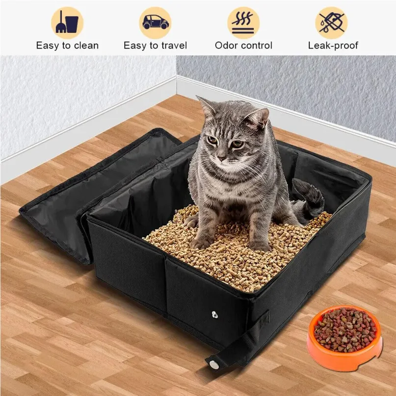 Bac à litière pliable imperméable pour chat – Image 4