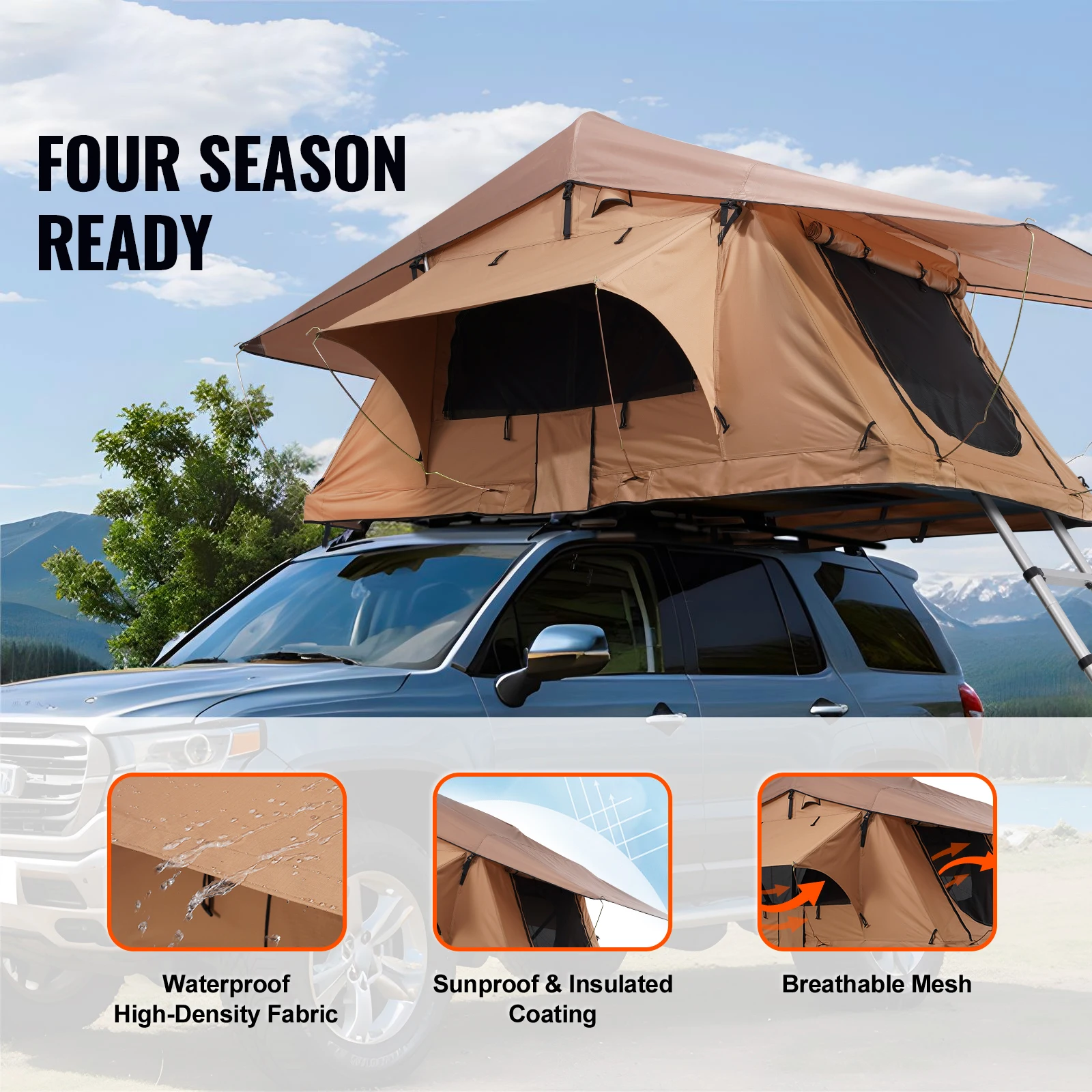 Tente de toit rigide 1/2 personnes (échelle Matelas Sac pour Jeep SUV Van Pickup) – Image 2