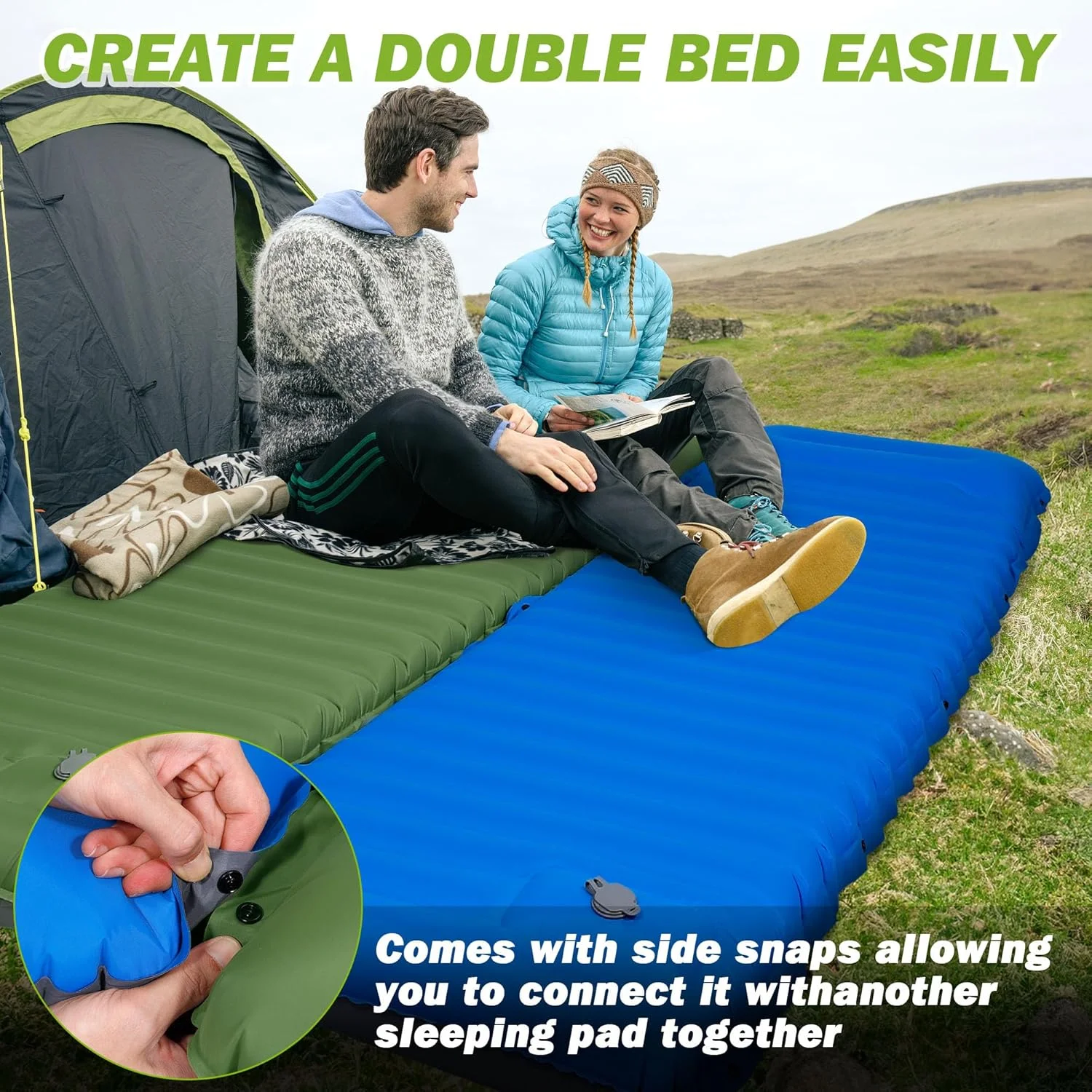Matelas de camping auto-gonflant épais de 10 cm et compact – Image 2