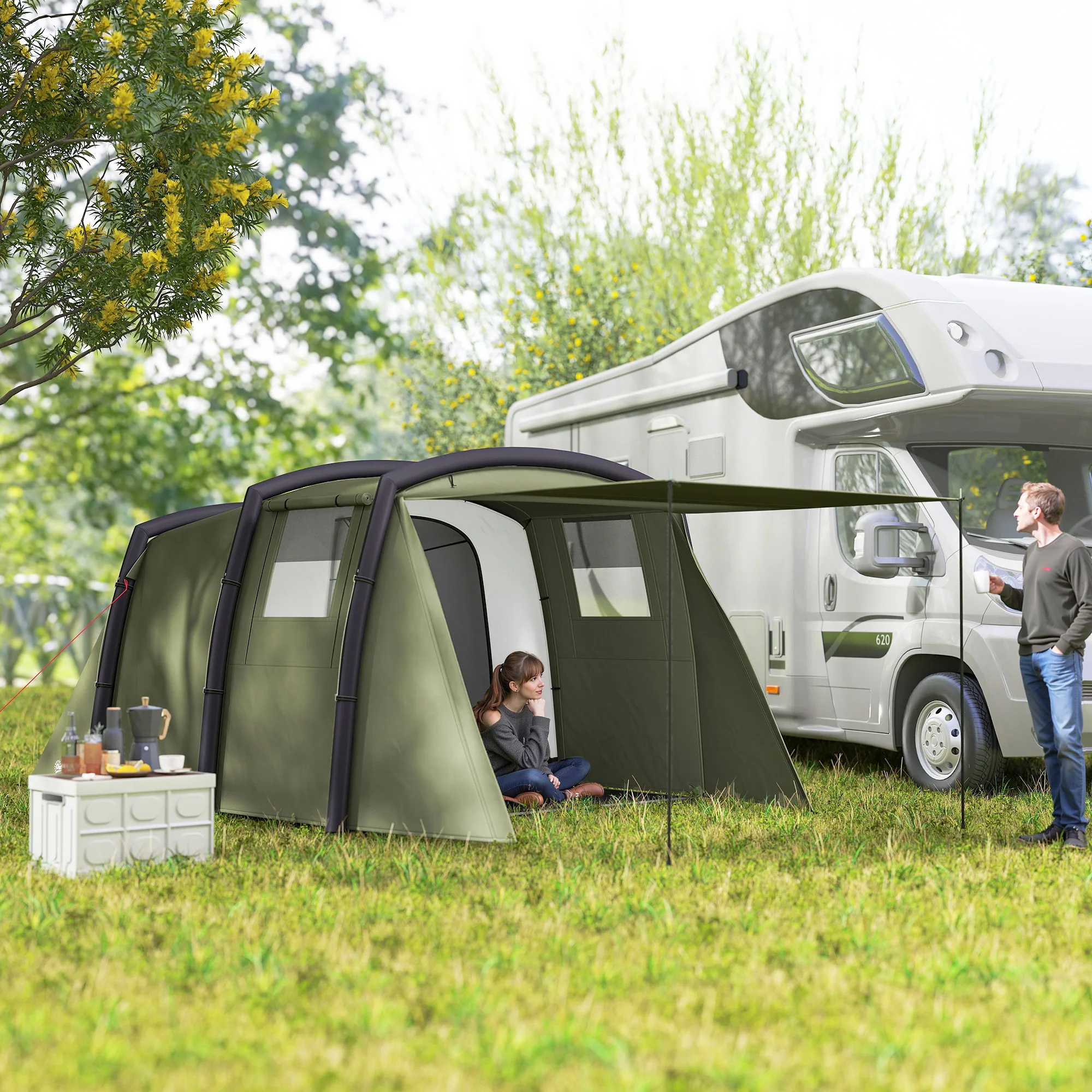 Tente tunnel gonflable 3/4 personnes Outsunny – Image 2