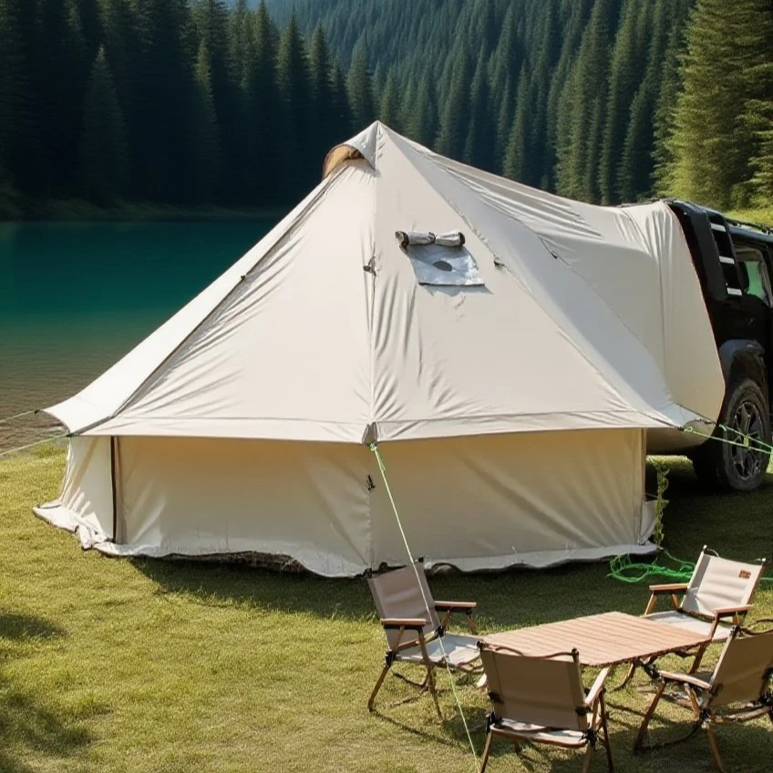 Tente coffre voiture camping avec cheminée pour poêle - 6/8 personnes – Image 4