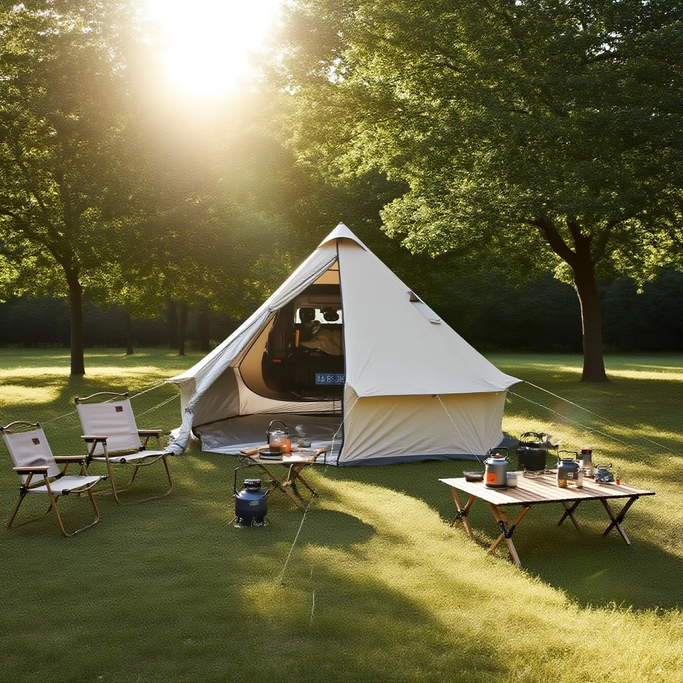 Tente coffre voiture camping avec cheminée pour poêle - 6/8 personnes – Image 2