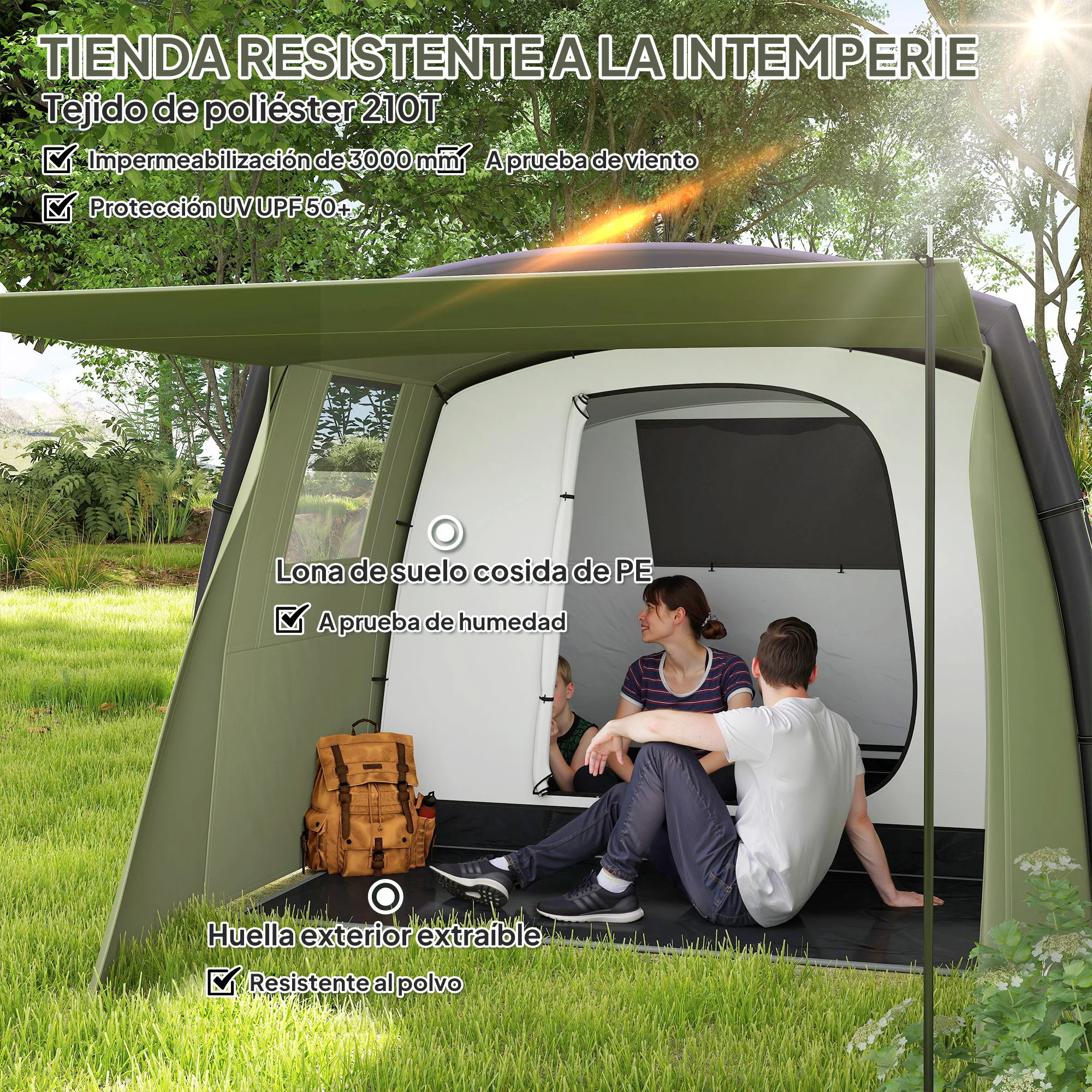 Tente tunnel gonflable 3/4 personnes Outsunny – Image 5