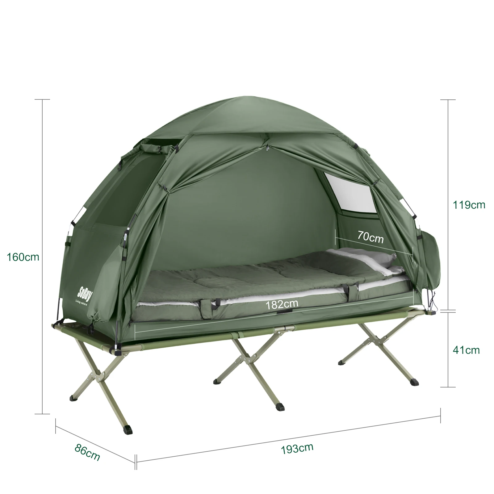 tente Camping, bivouac 1 personne (4 en 1 tentes Igloo) pompe à air électrique – Image 3
