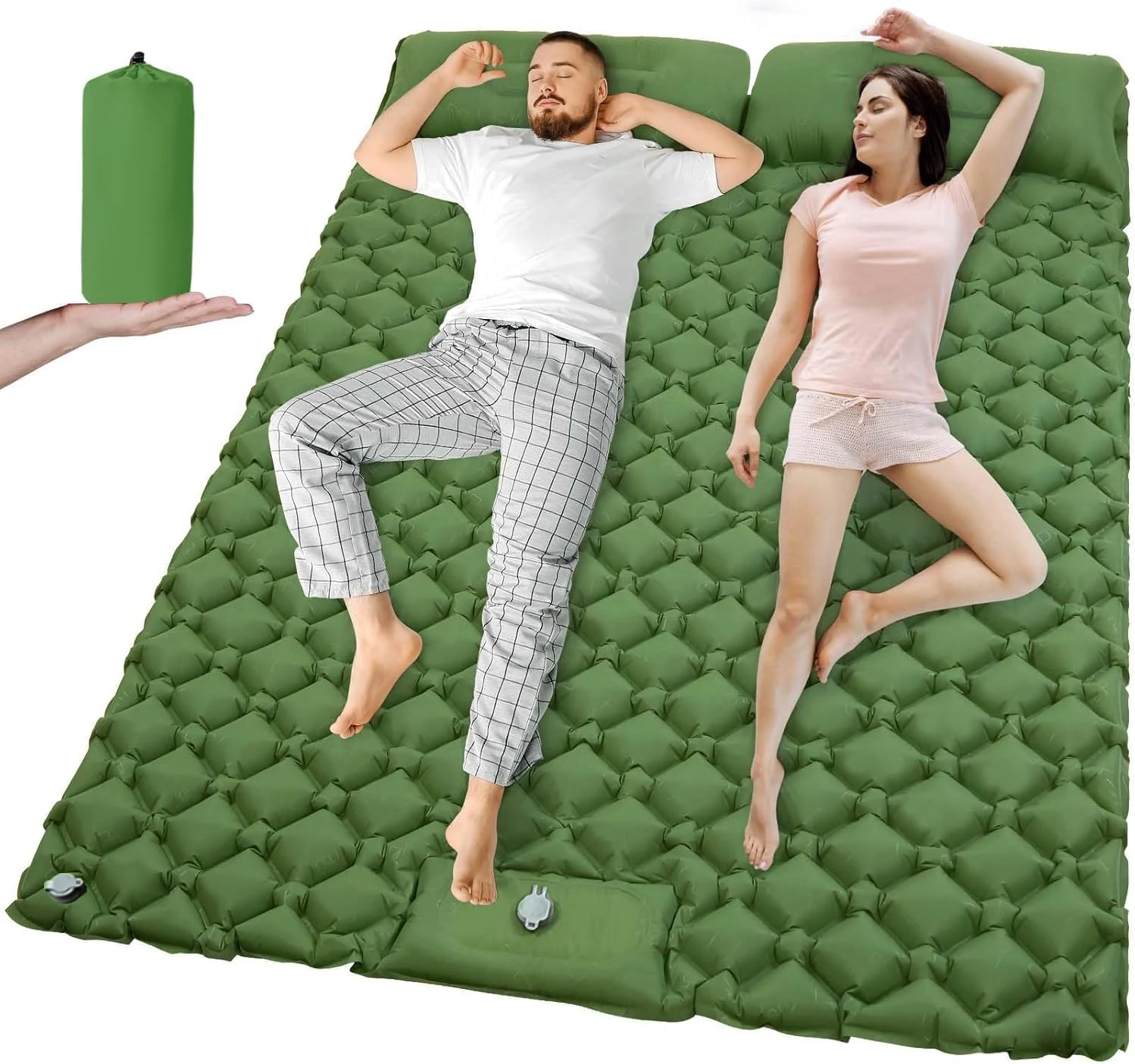 Matelas autogonflant ultraléger double extra large camping