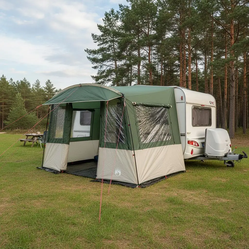 Tente de hayon de caravane avec toit vert 352 x 250 x 240 cm