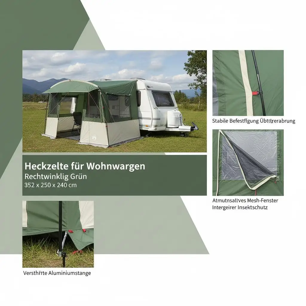 Tente de hayon de caravane avec toit vert 352 x 250 x 240 cm – Image 6
