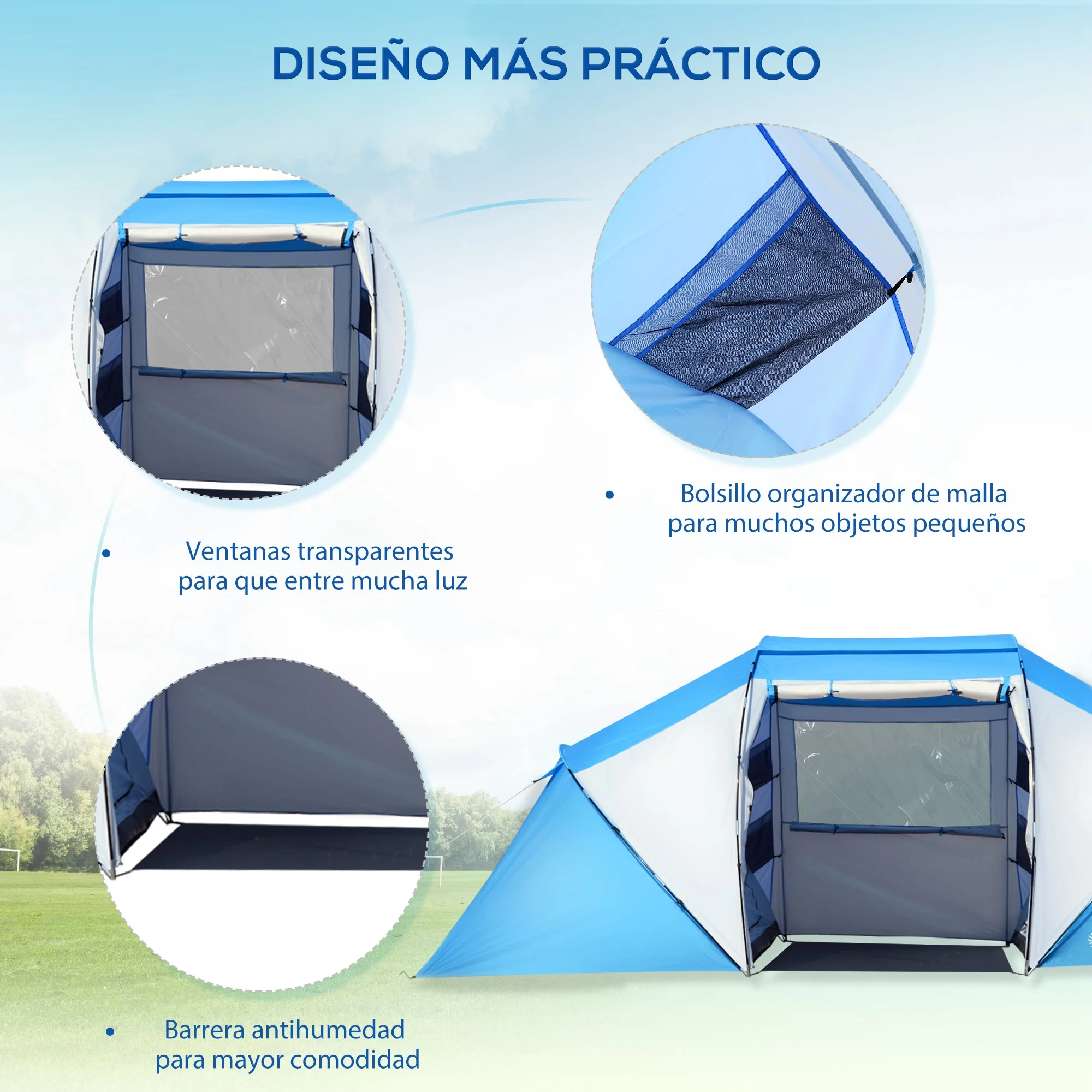 Tente Camping 4/6 personnes 2 chambres Outsunny – Image 5