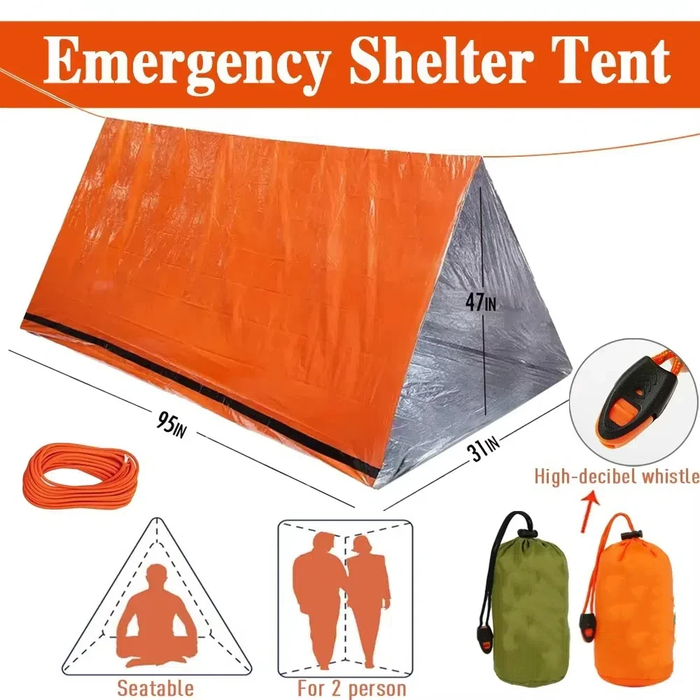Tente de survie 1/2 personnes, sac de couchage, abri anti-séisme, couverture thermique imperméable