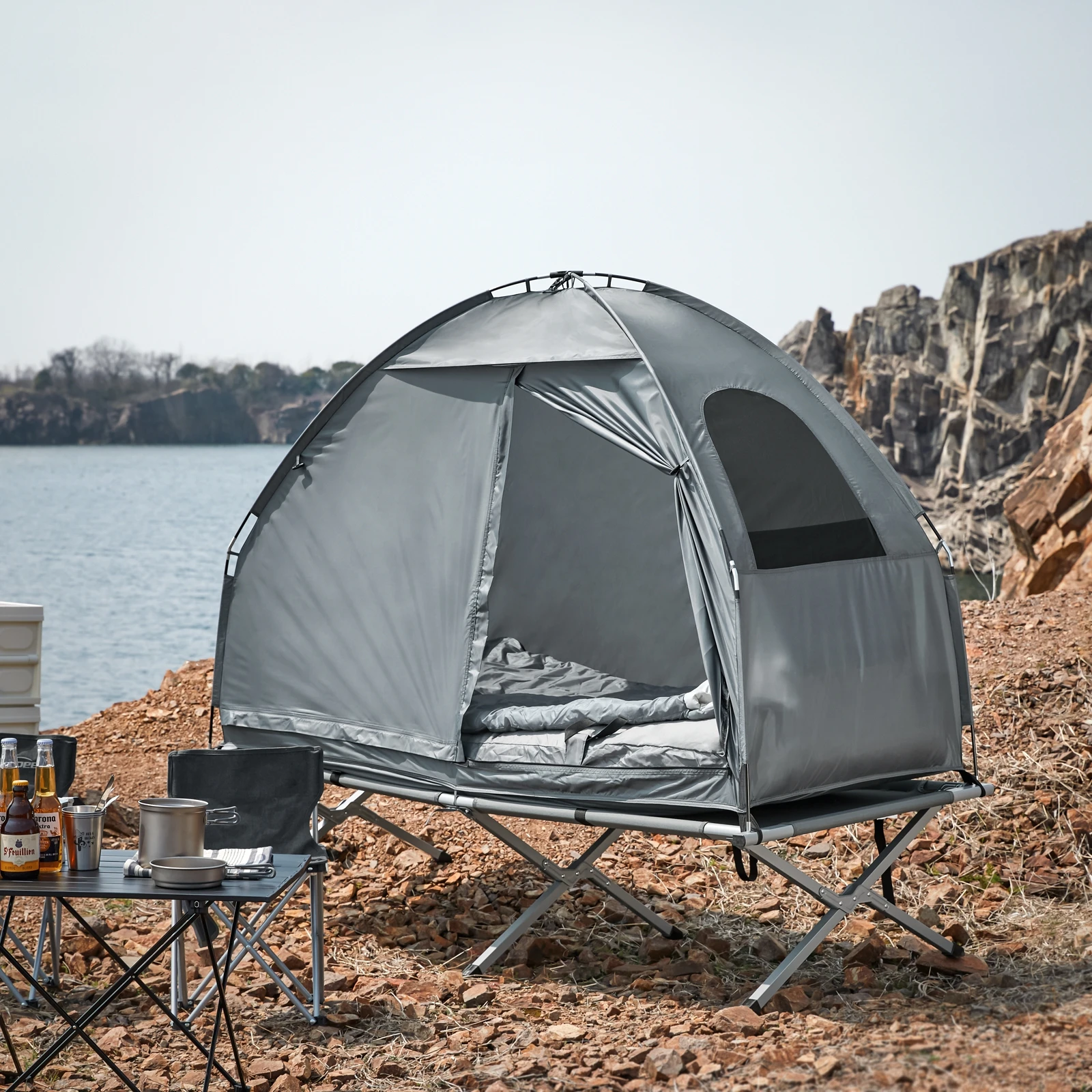 tente Camping, bivouac 1 personne (4 en 1 tentes Igloo) pompe à air électrique – Image 30