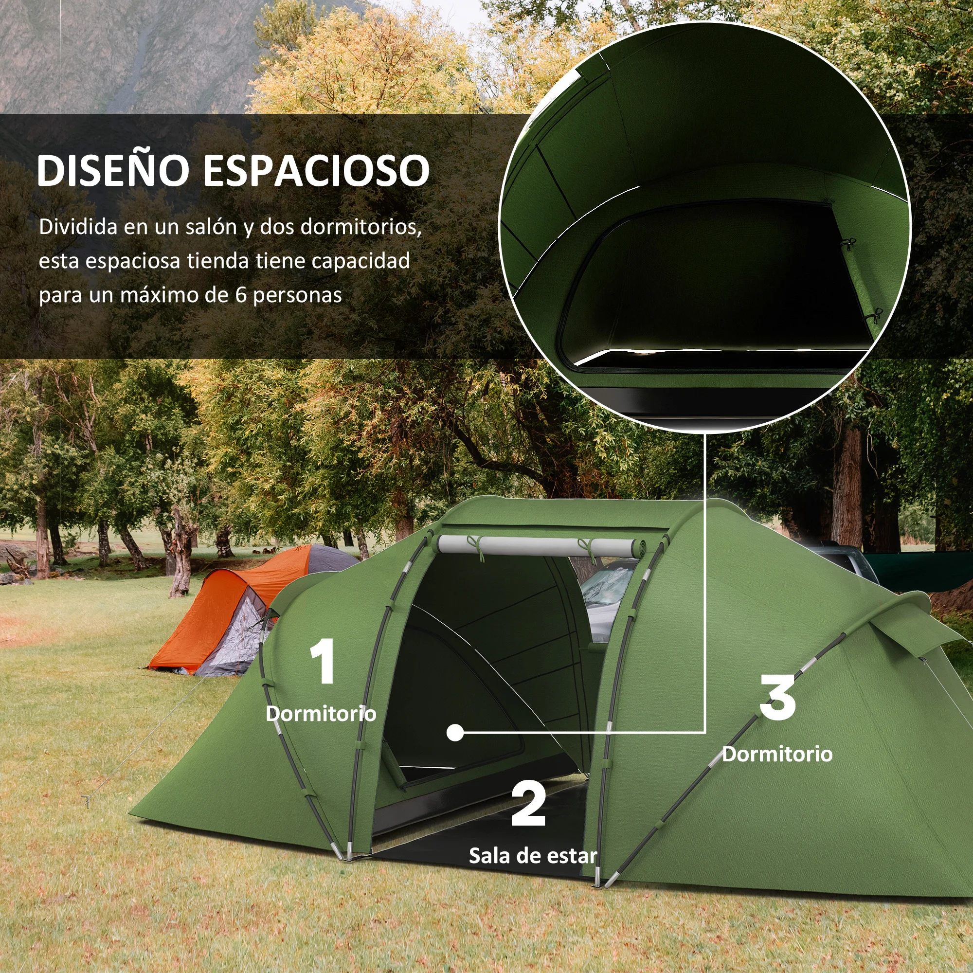 tente camping 4/6 personne pop up Outsunny – Image 4