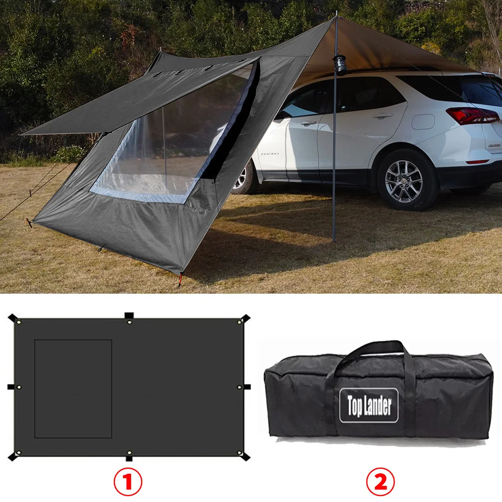 Car Tarp with Mesh Skylight Tent Camping SUV Car Awning Shelter Portable Canopy Waterproof Outdoor Shade Tourism Sun Shelter – Image 7