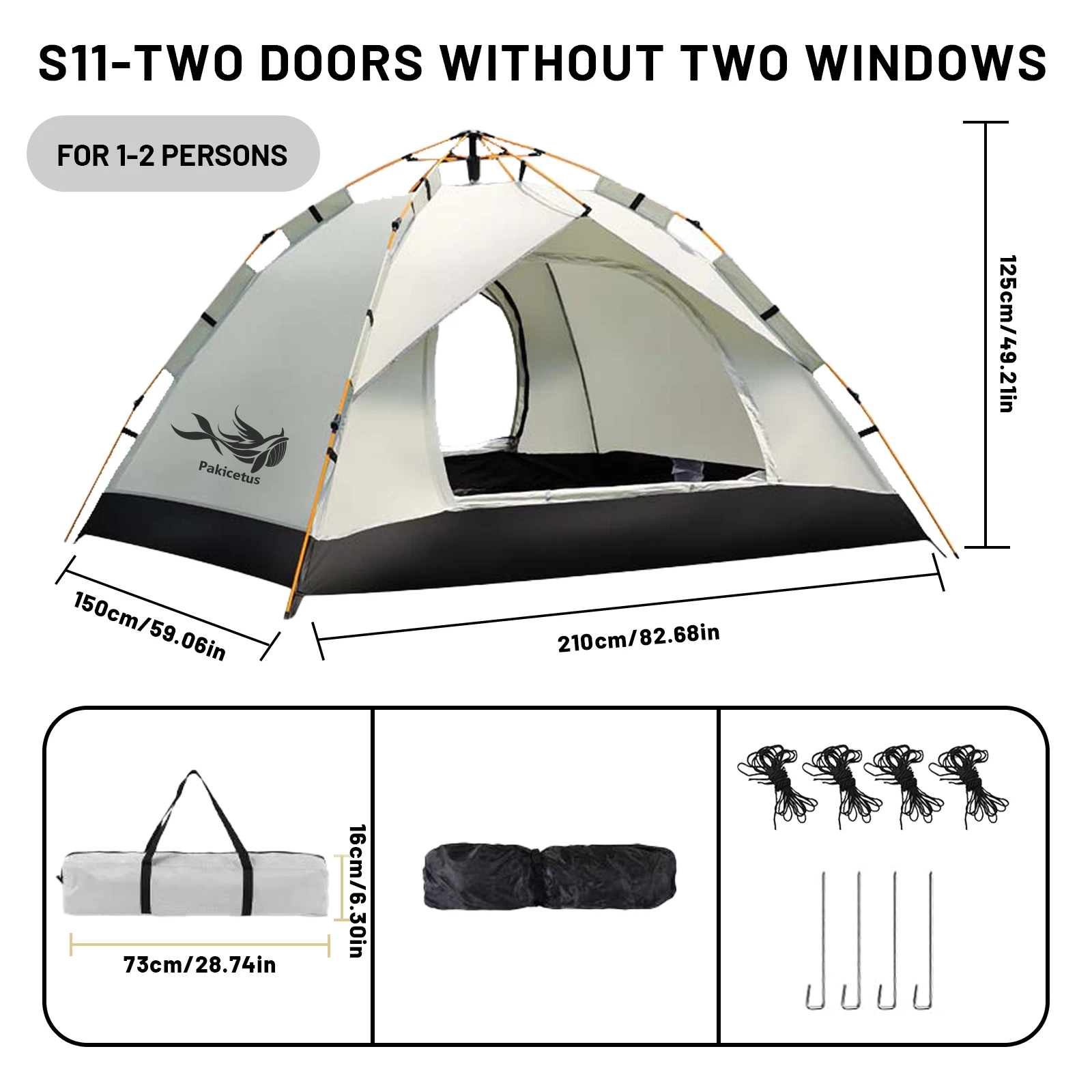 Tente Camping 1/2 et 3/4 personnes, tente Pop-Up montage facile – Image 6