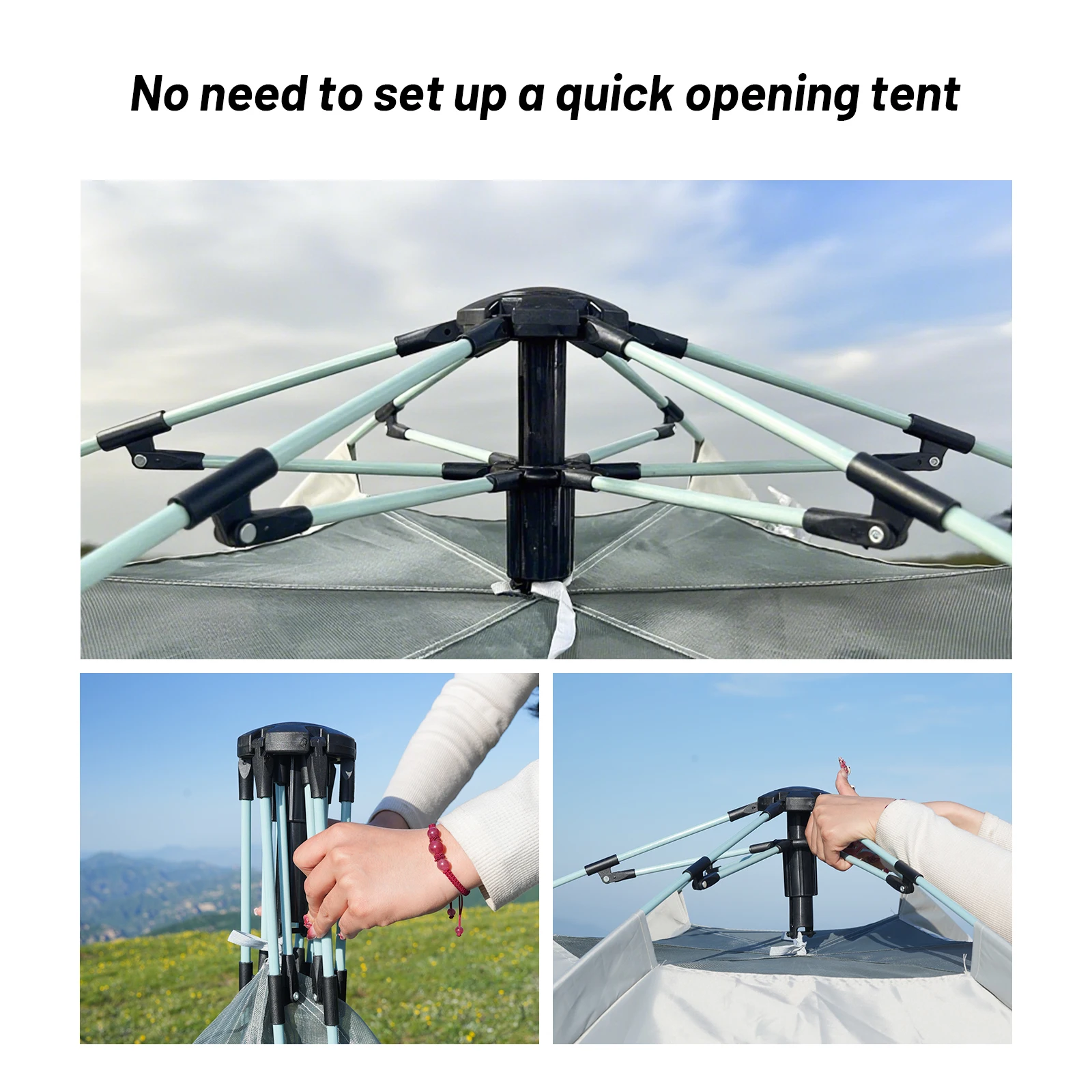 Tente Camping 1/2 et 3/4 personnes, tente Pop-Up montage facile – Image 3