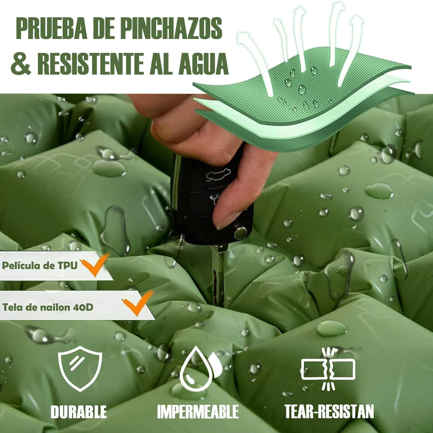Matelas autogonflant ultraléger double extra large camping – Image 5