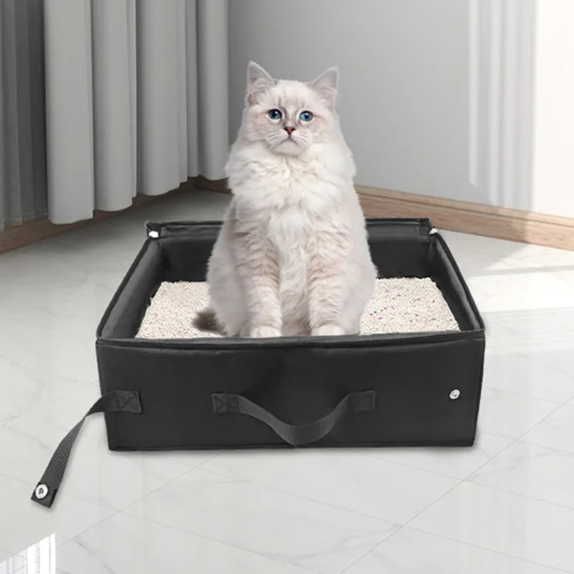 Bac à litière pliable imperméable pour chat