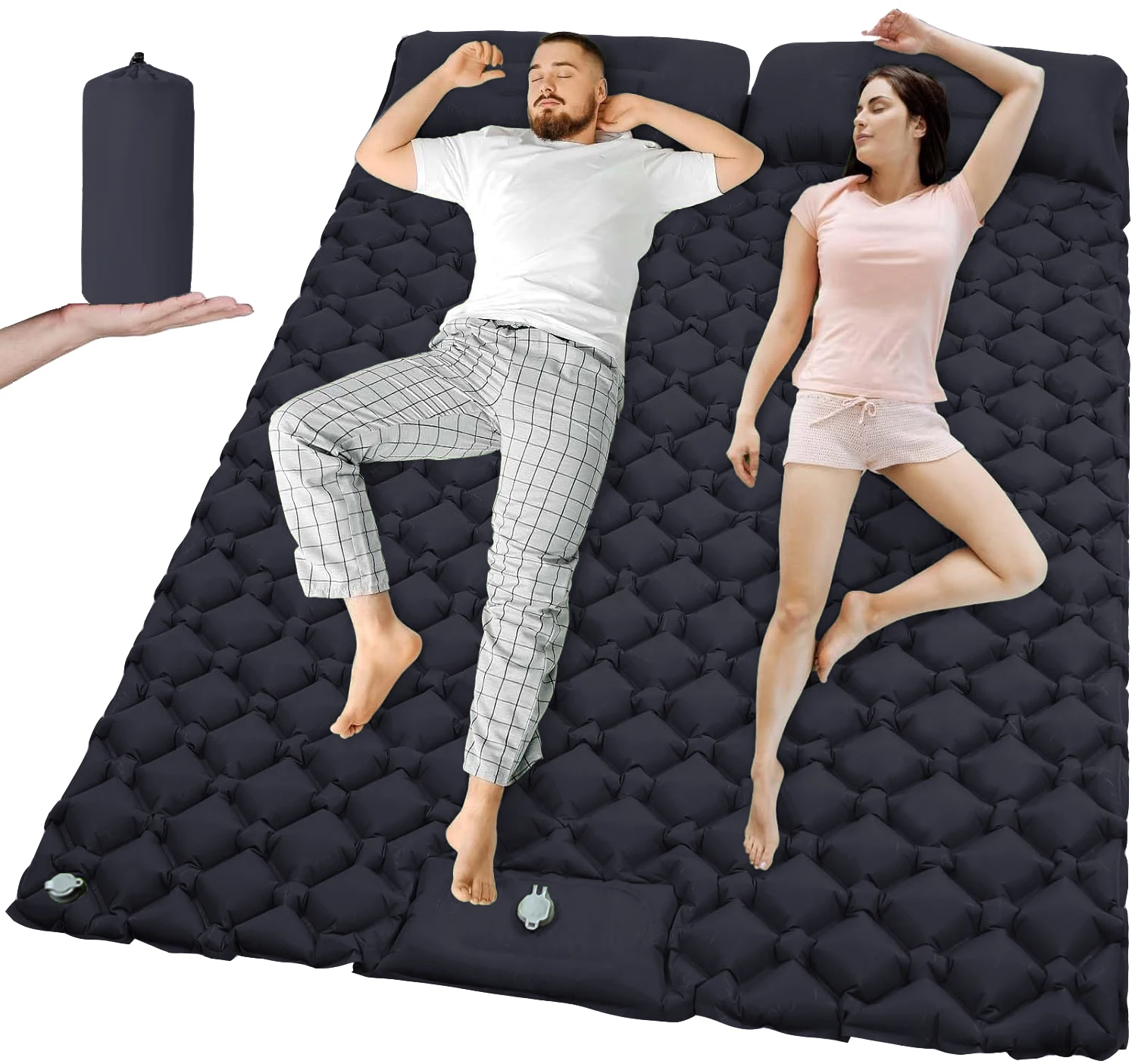 Matelas autogonflant ultraléger double extra large camping – Image 9