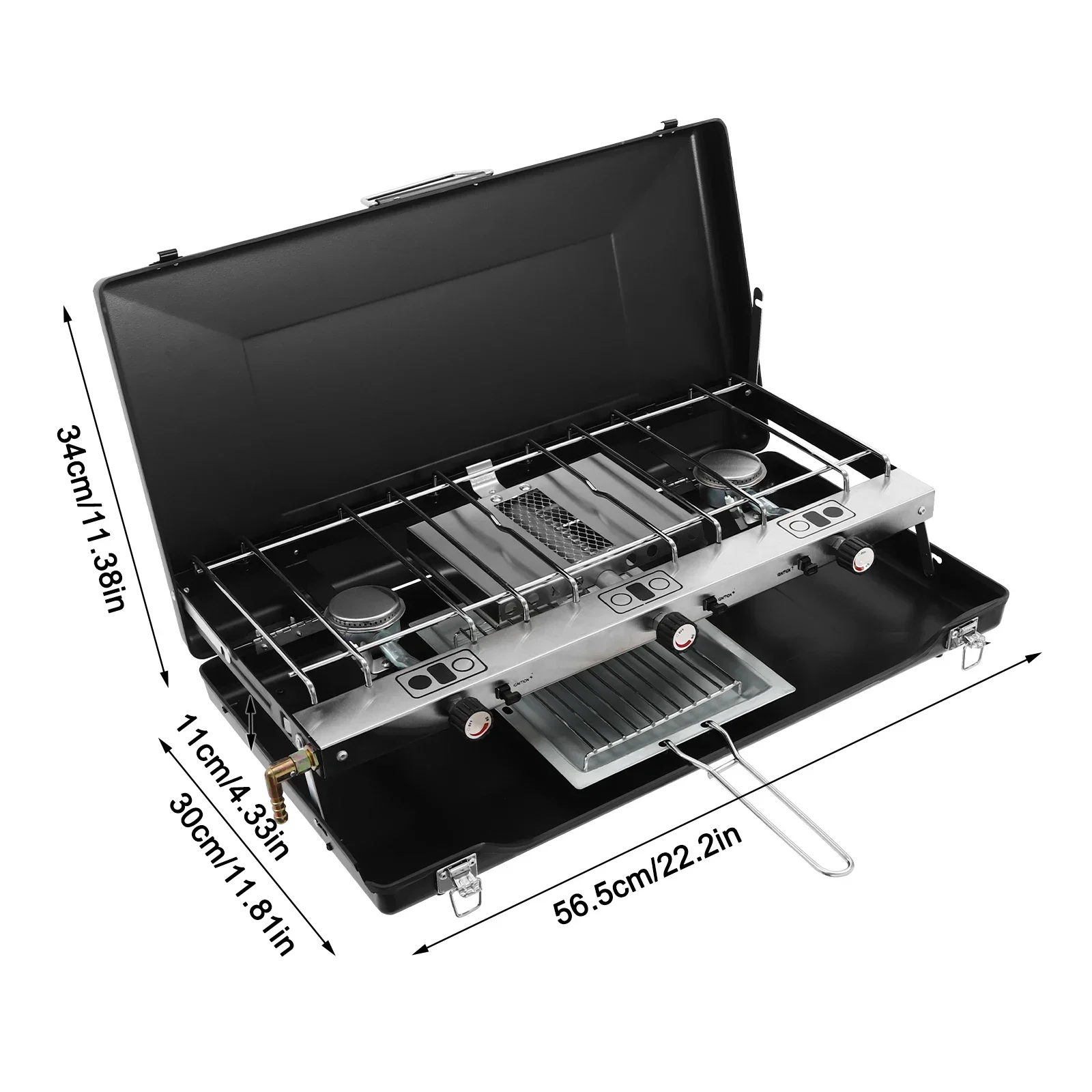 Réchaud gaz port camping, réchaud portable, 3 flammes, réchaud de camping adapté pour le camping, les barbecues, les fêtes, les pique-niques et les randonnées en plein air – Image 3
