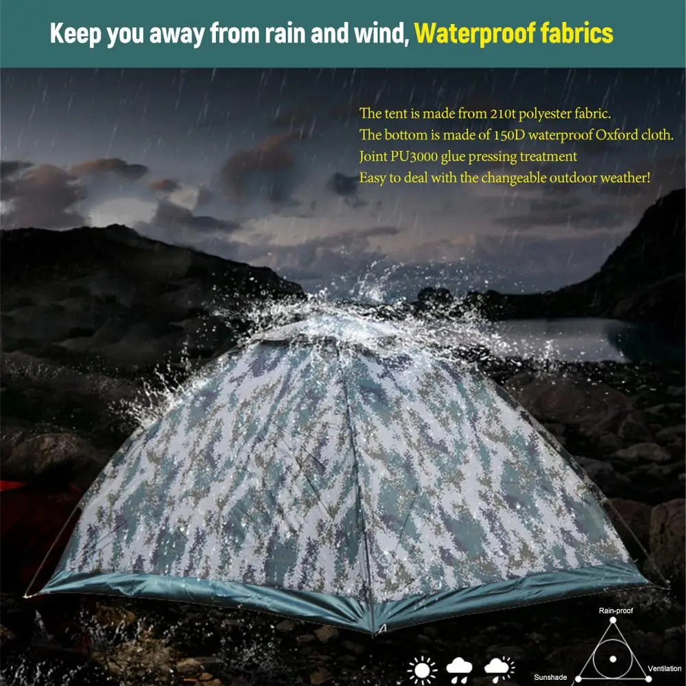 Tente camouflage imperméable 2 personnes – Image 11