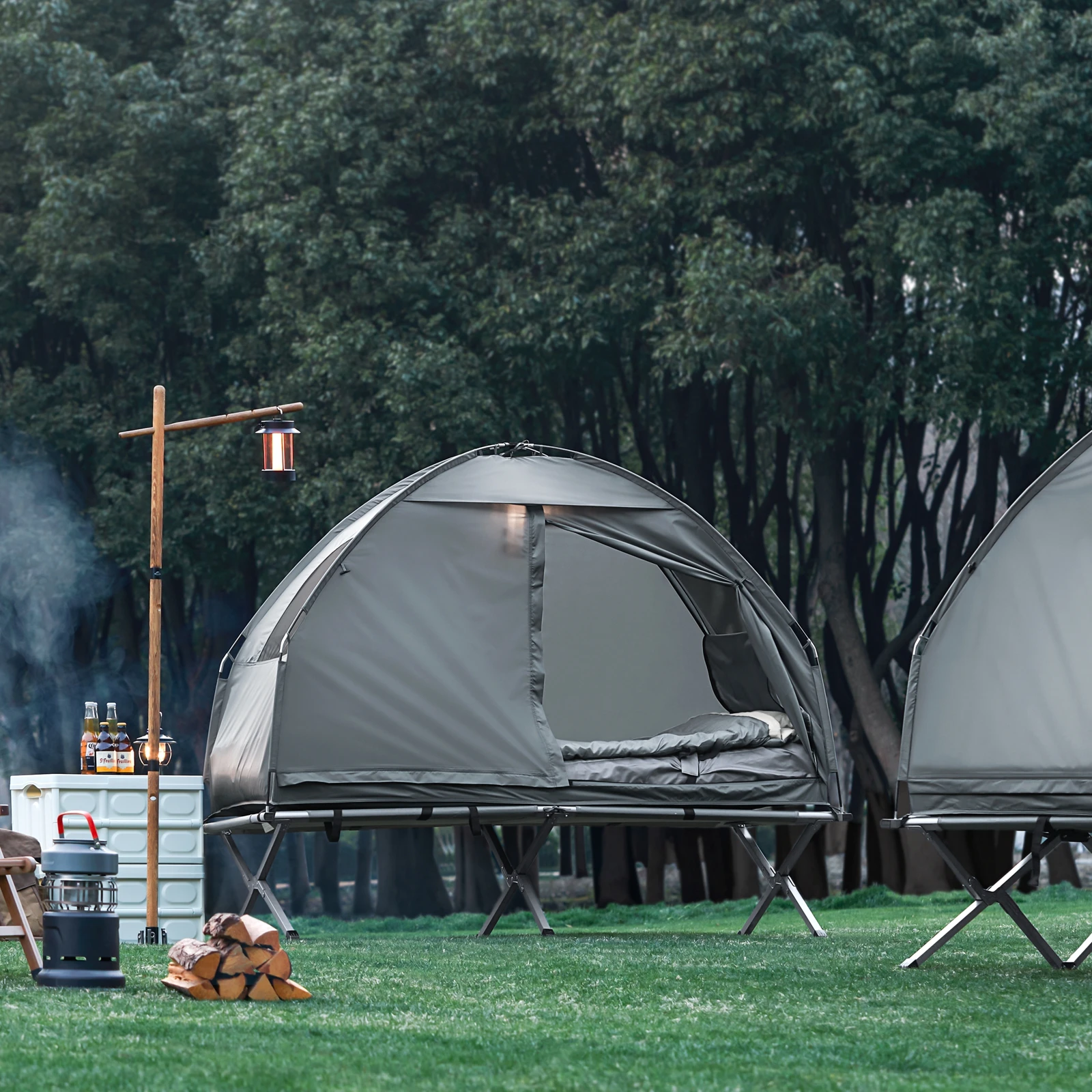 tente Camping, bivouac 1 personne (4 en 1 tentes Igloo) pompe à air électrique – Image 32
